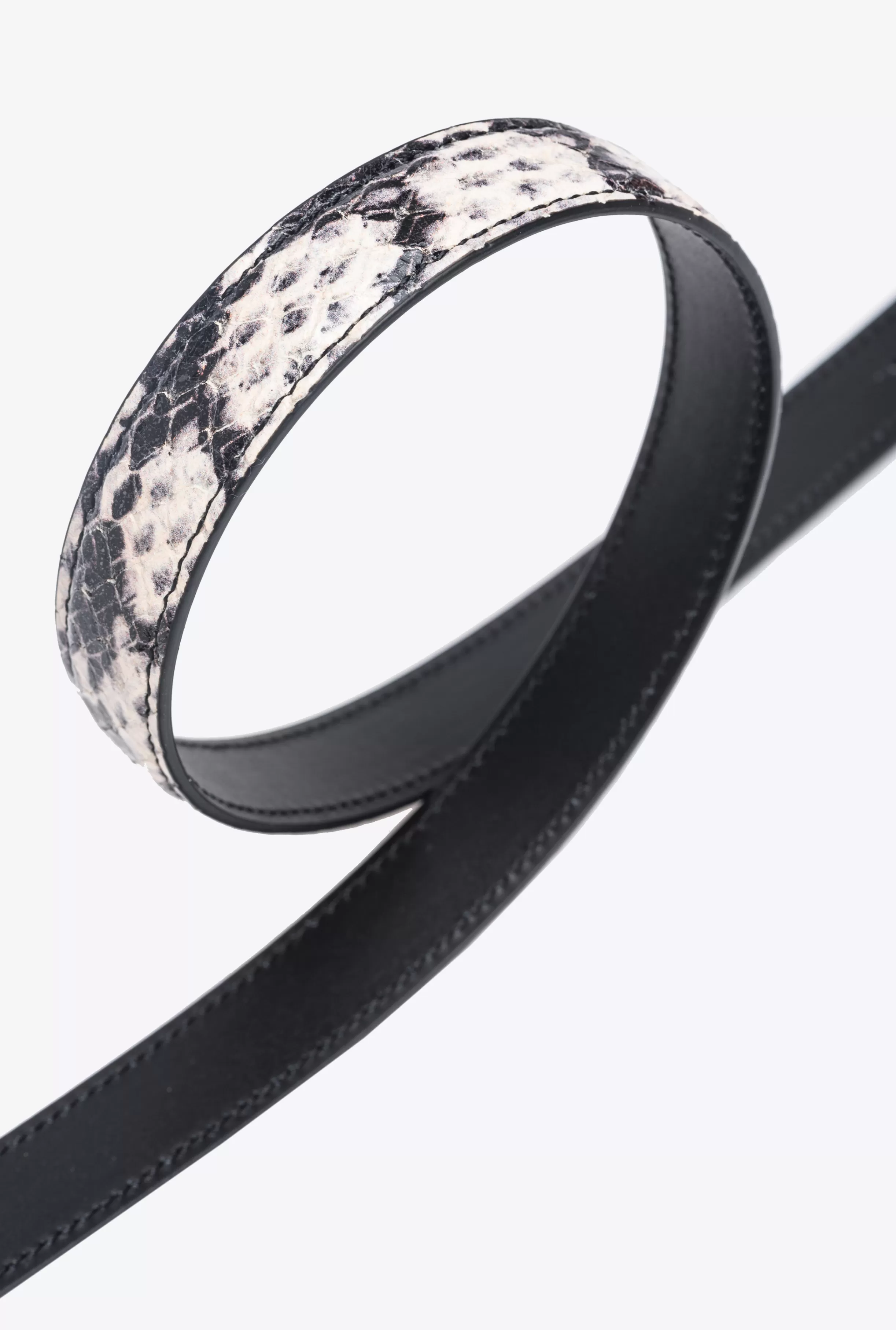 PINKO Galleria thin 2cm reptile-print belt with Love Birds buckle