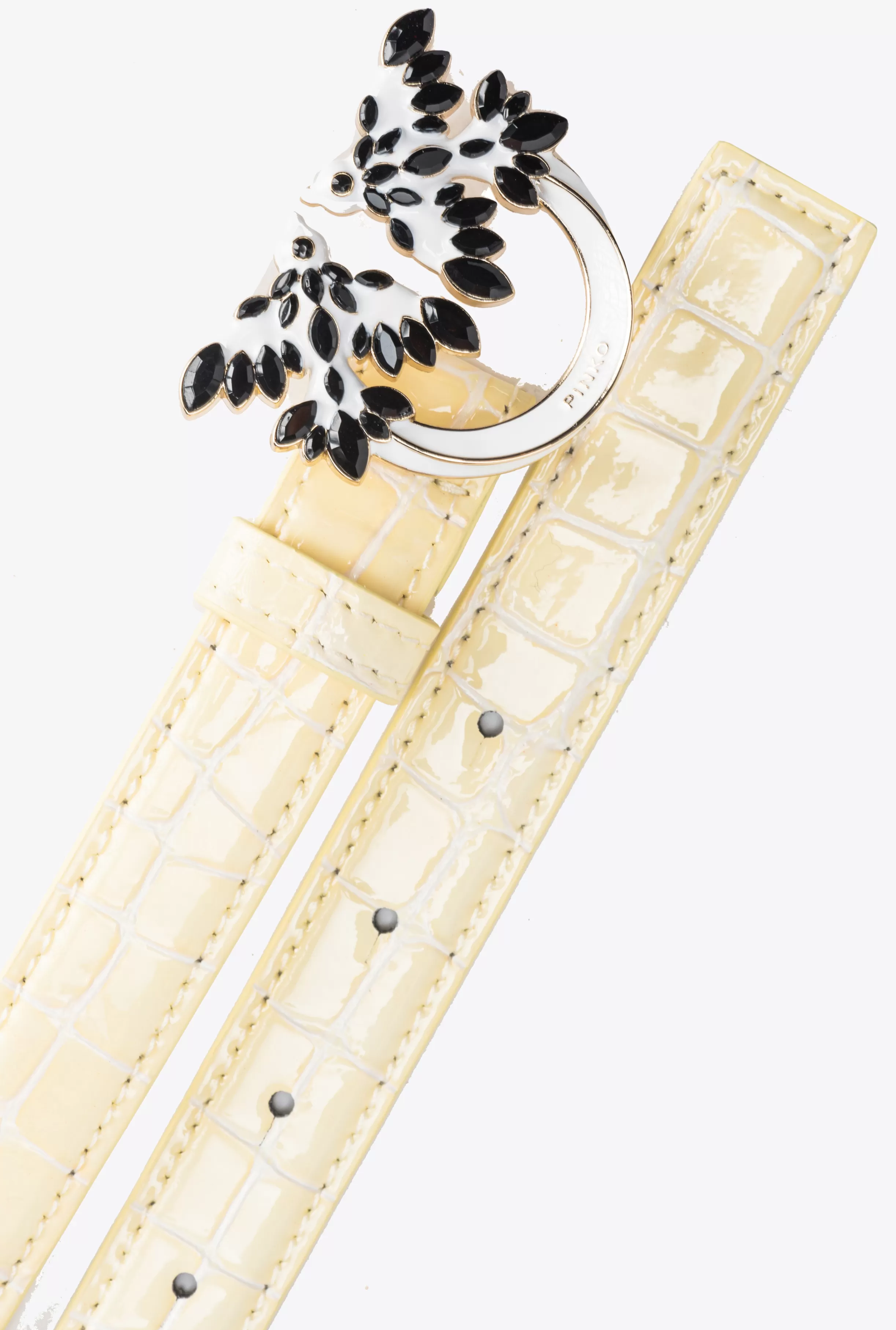 pinko_galleria_thin_cm_shiny_crocprint_belt_with_love_birds_buckle_3-1.webp PINKO Galleria thin 2cm shiny croc-print belt with Love Birds buckle