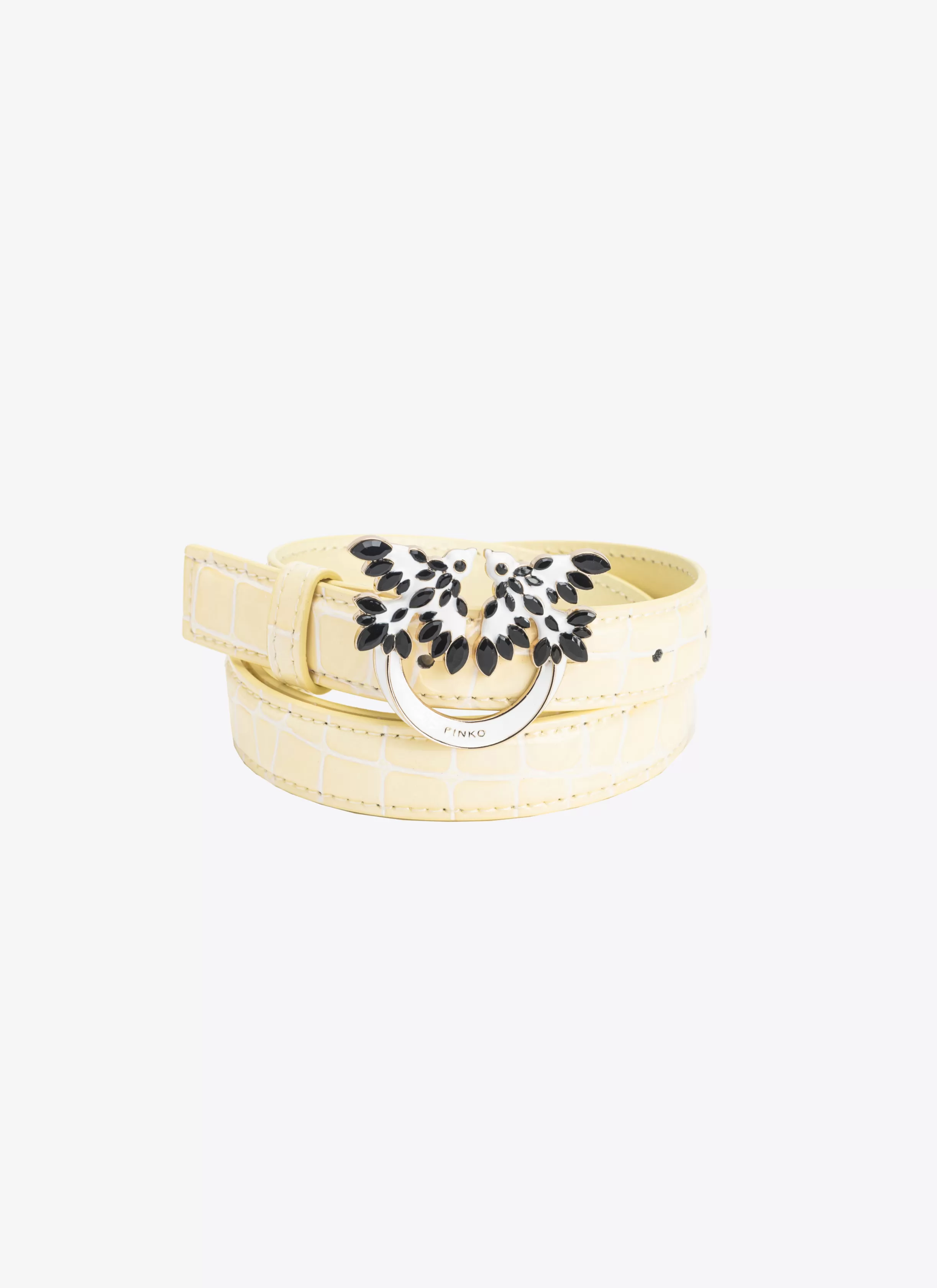 pinko_galleria_thin_cm_shiny_crocprint_belt_with_love_birds_buckle_4-1.webp PINKO Galleria thin 2cm shiny croc-print belt with Love Birds buckle