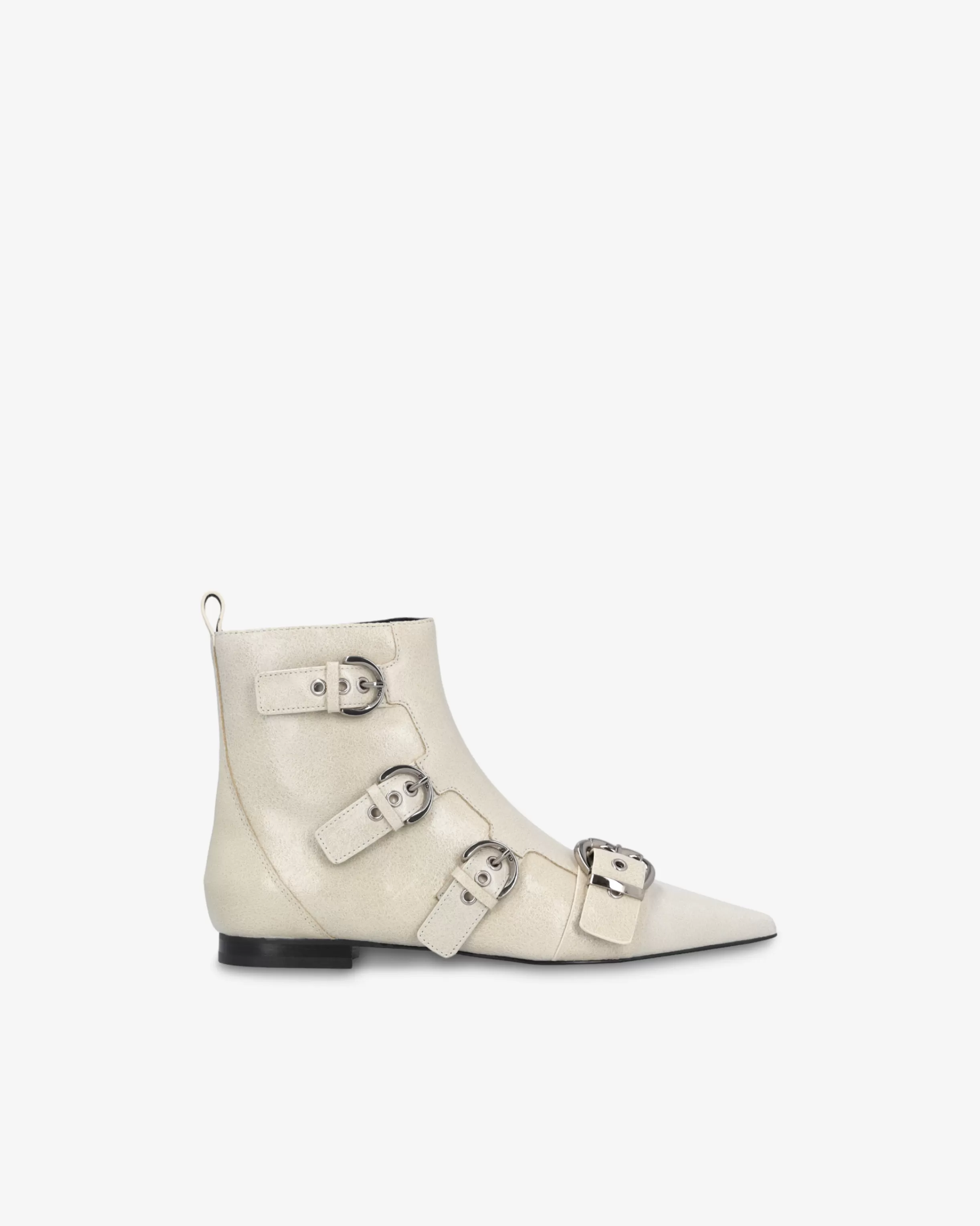 PINKO Pointed-toe leather ankle boots with buckles