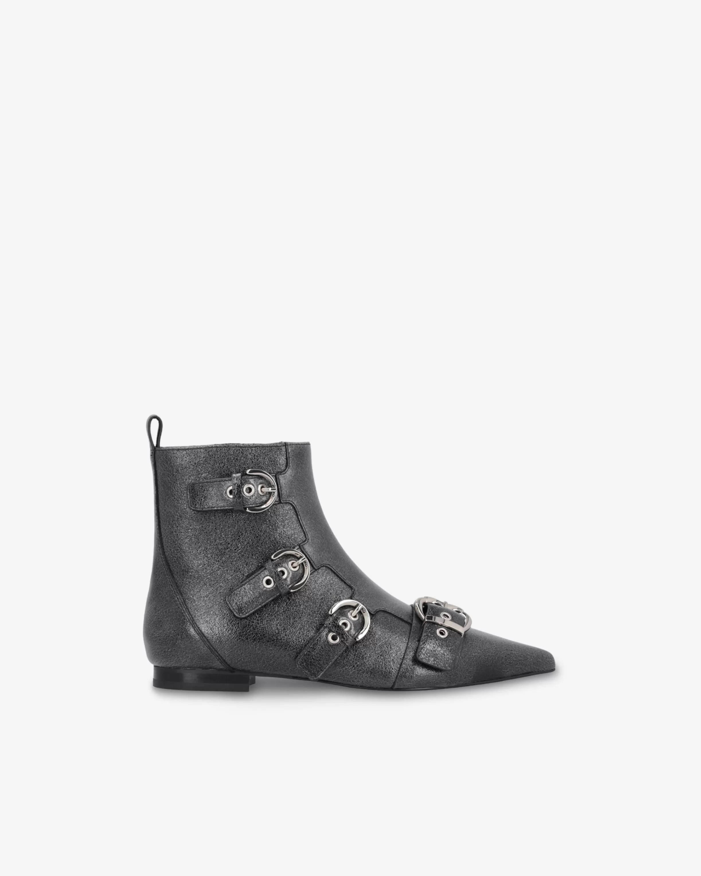 PINKO Pointed-toe leather ankle boots with buckles