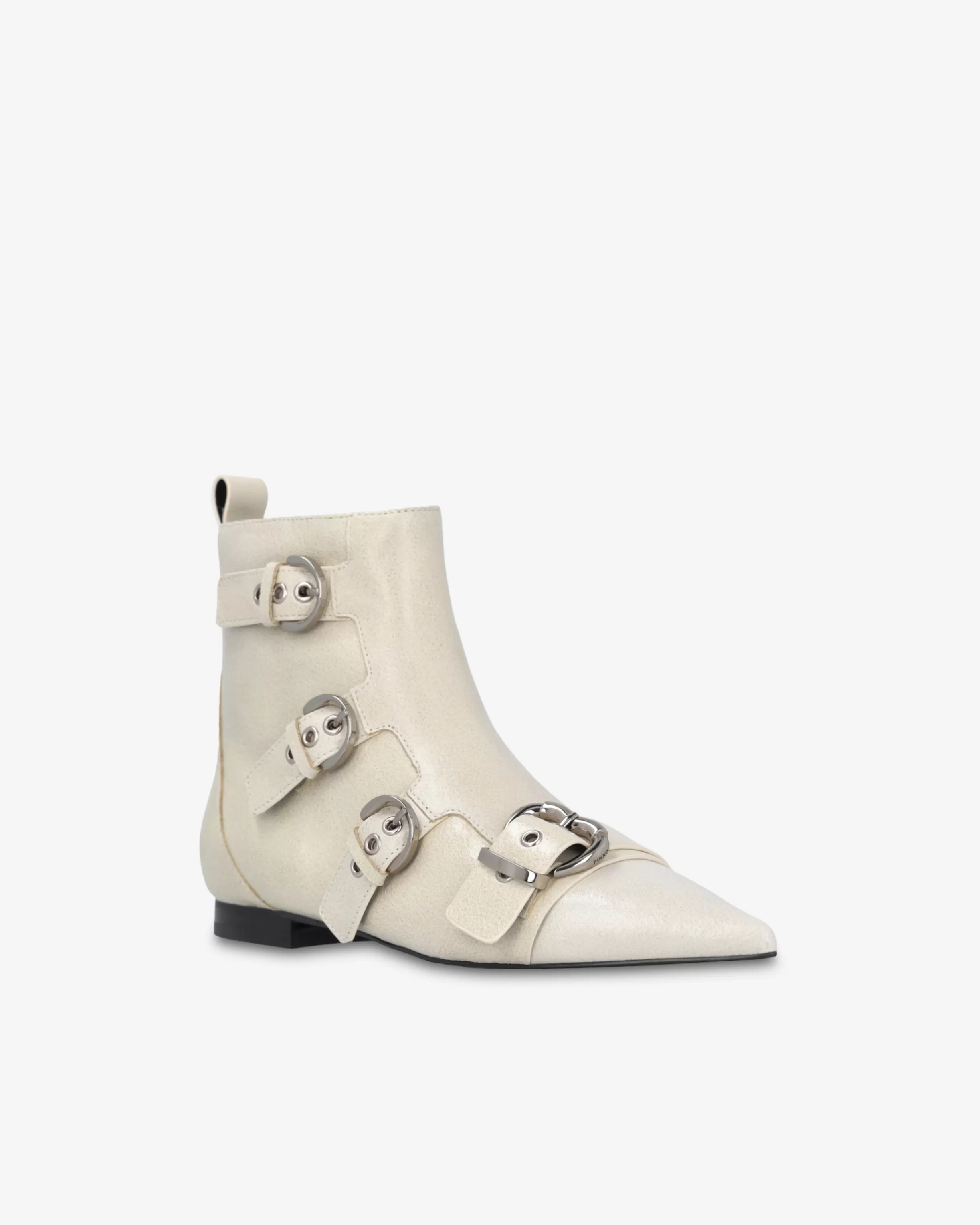 PINKO Pointed-toe leather ankle boots with buckles