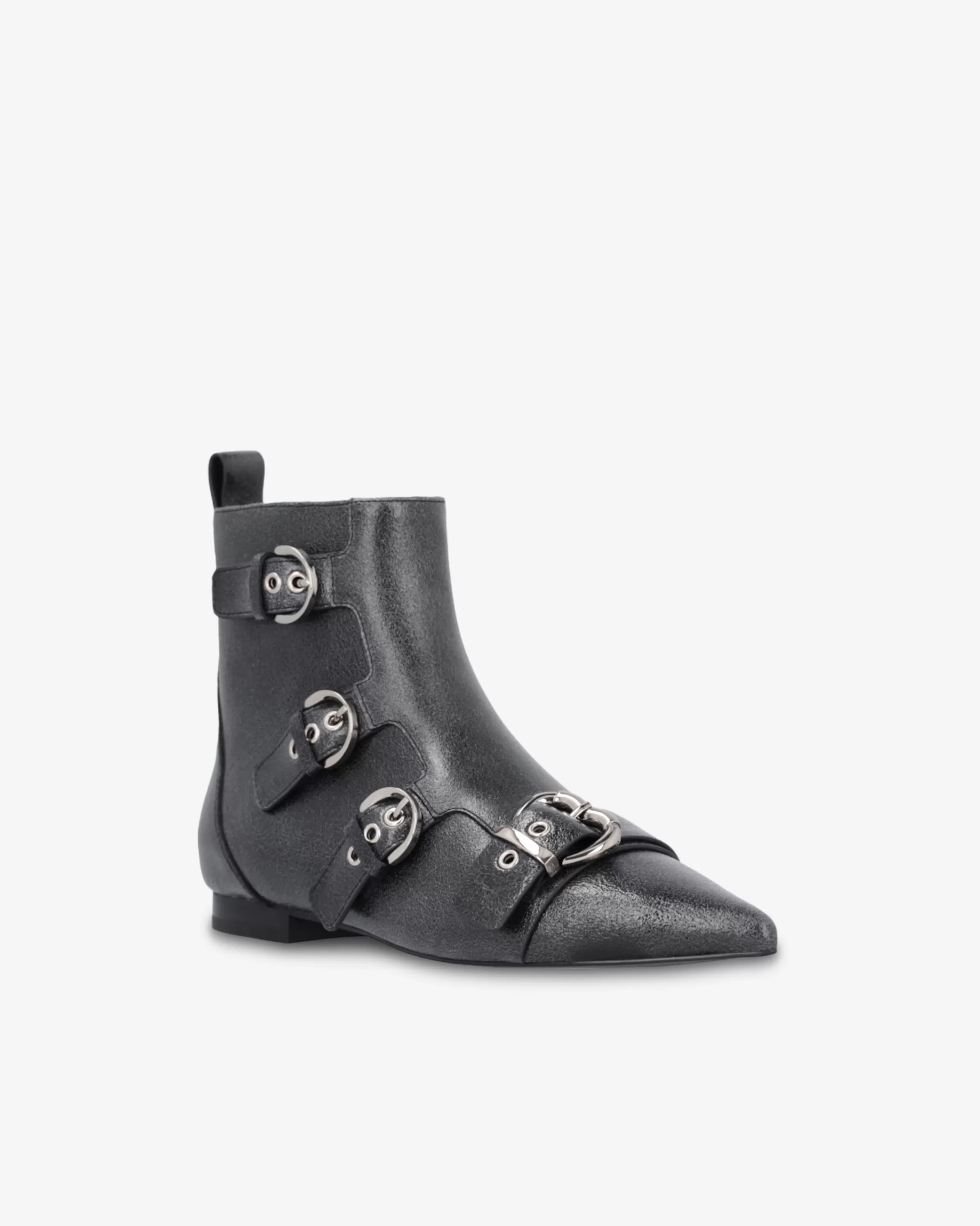 PINKO Pointed-toe leather ankle boots with buckles