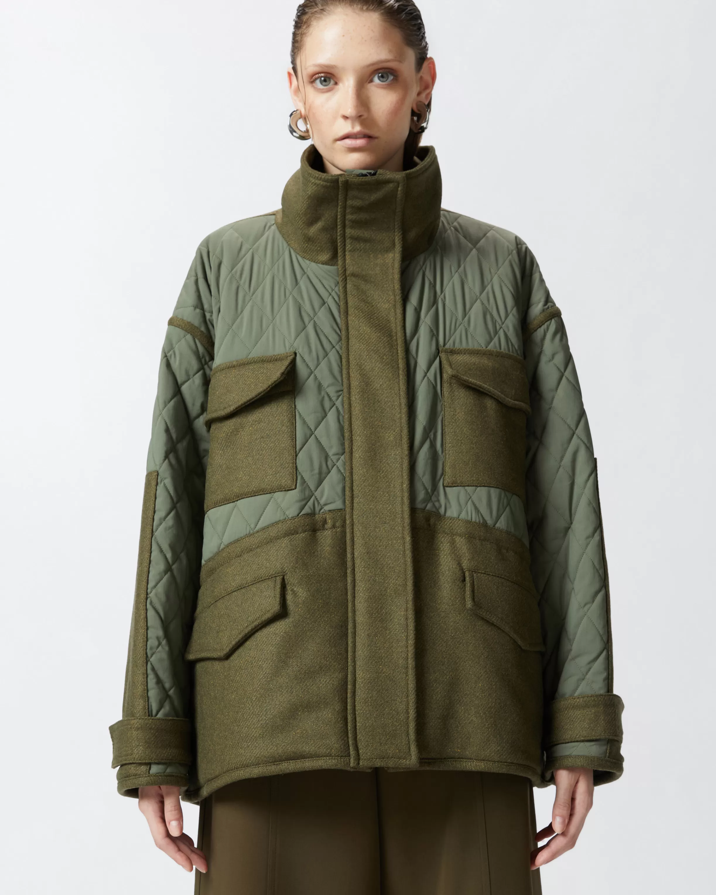 PINKO Quilted parka with felt details