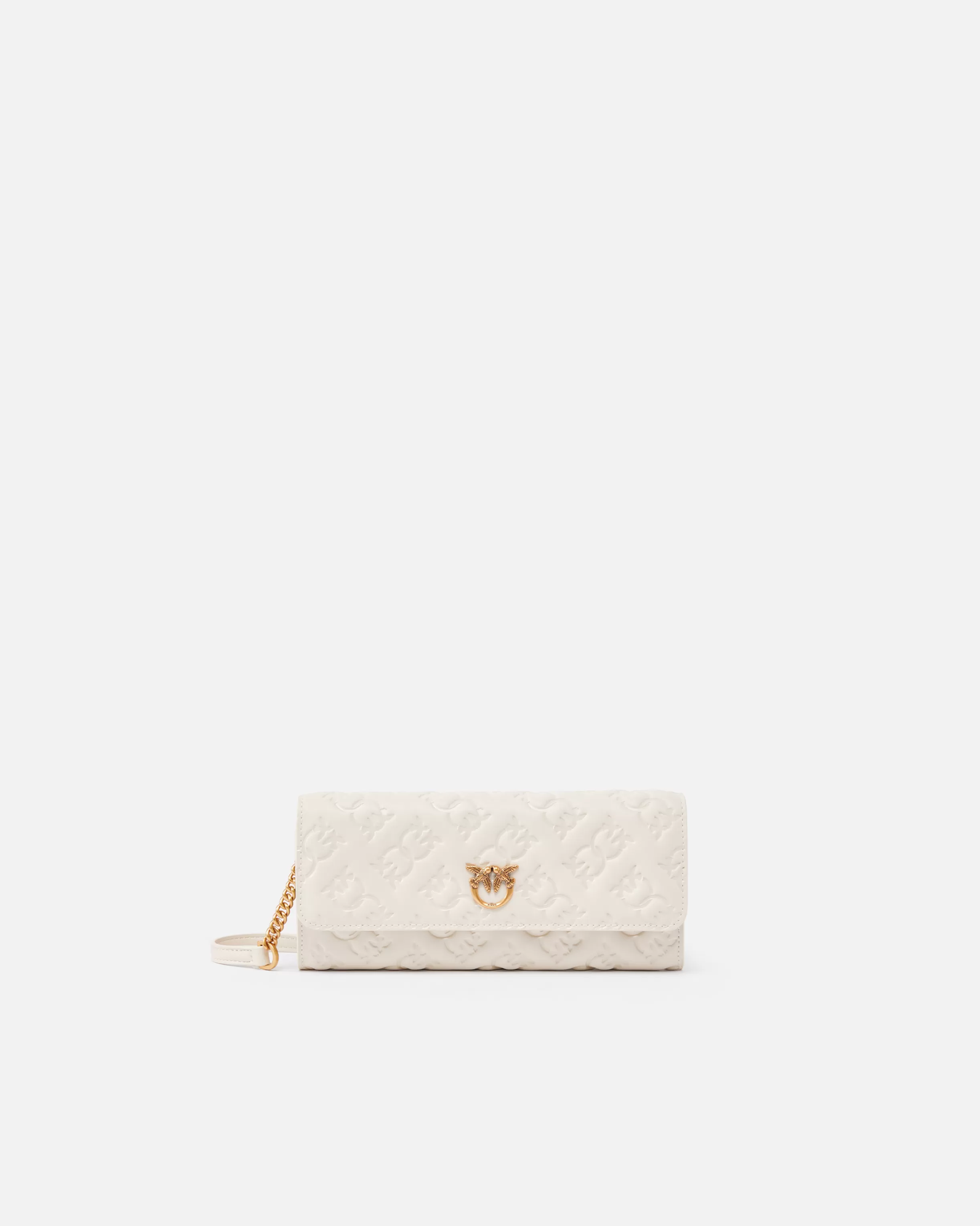 PINKO Rectangular Monogram leather wallet with strap