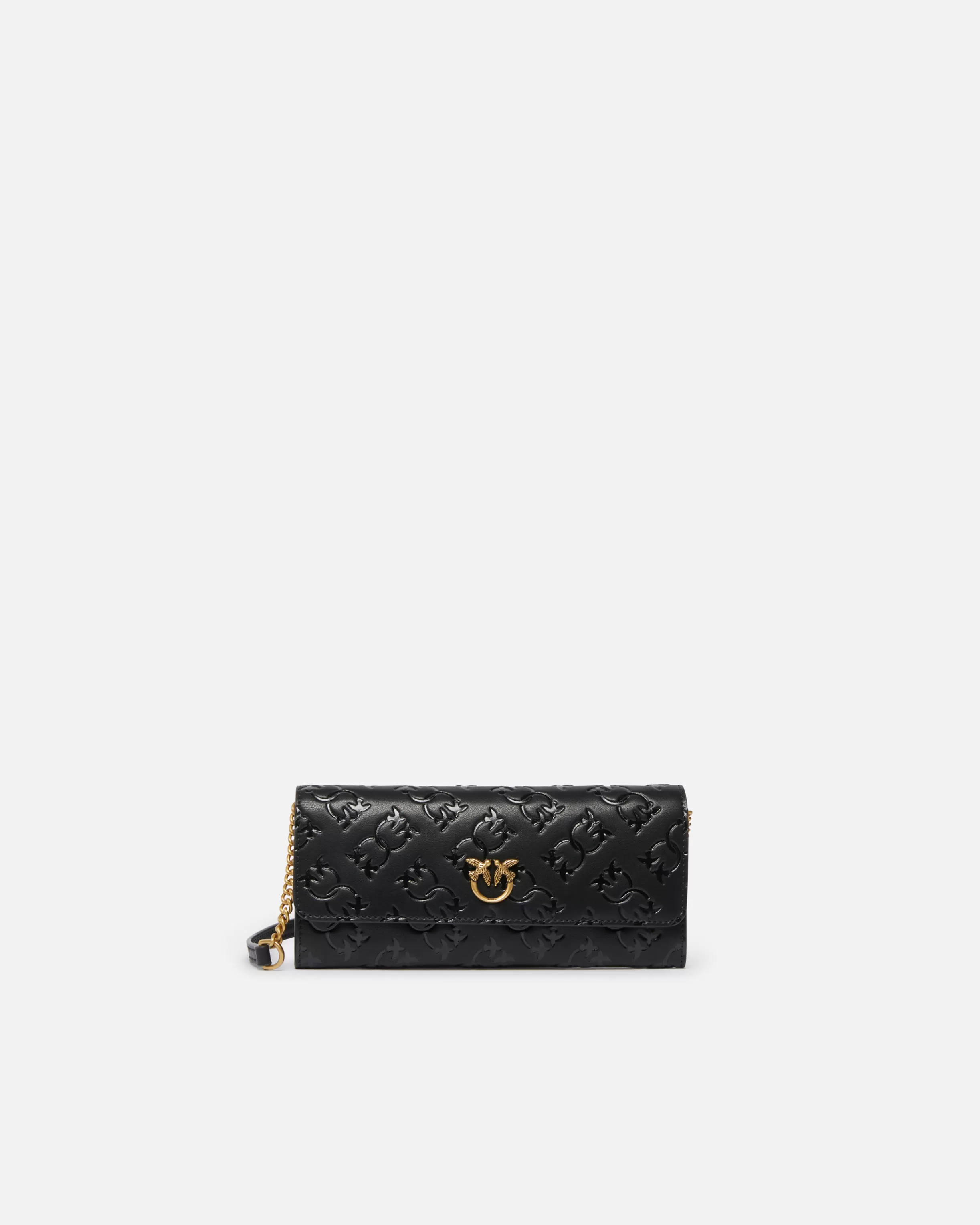 PINKO Rectangular Monogram leather wallet with strap