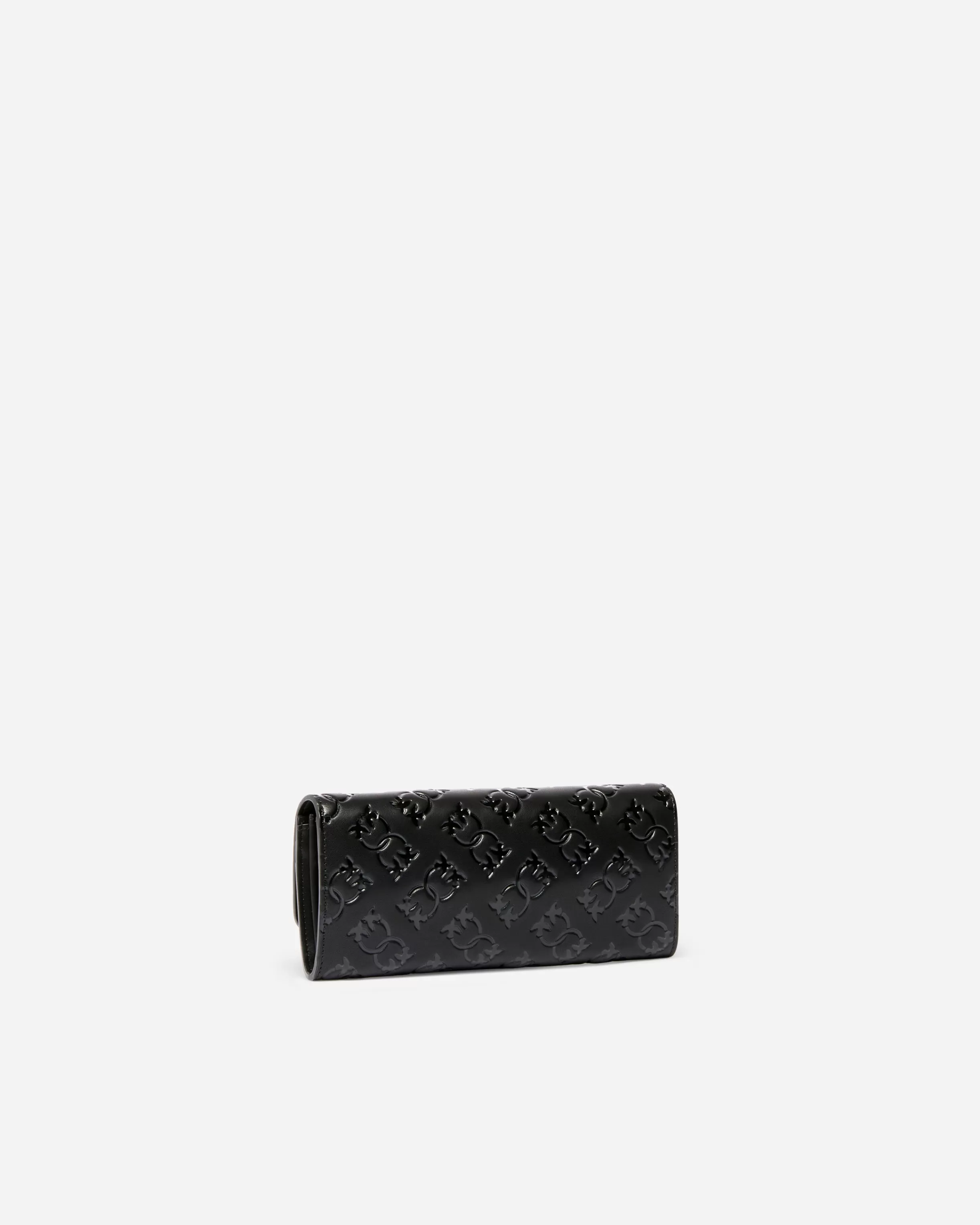 PINKO Rectangular Monogram leather wallet with strap