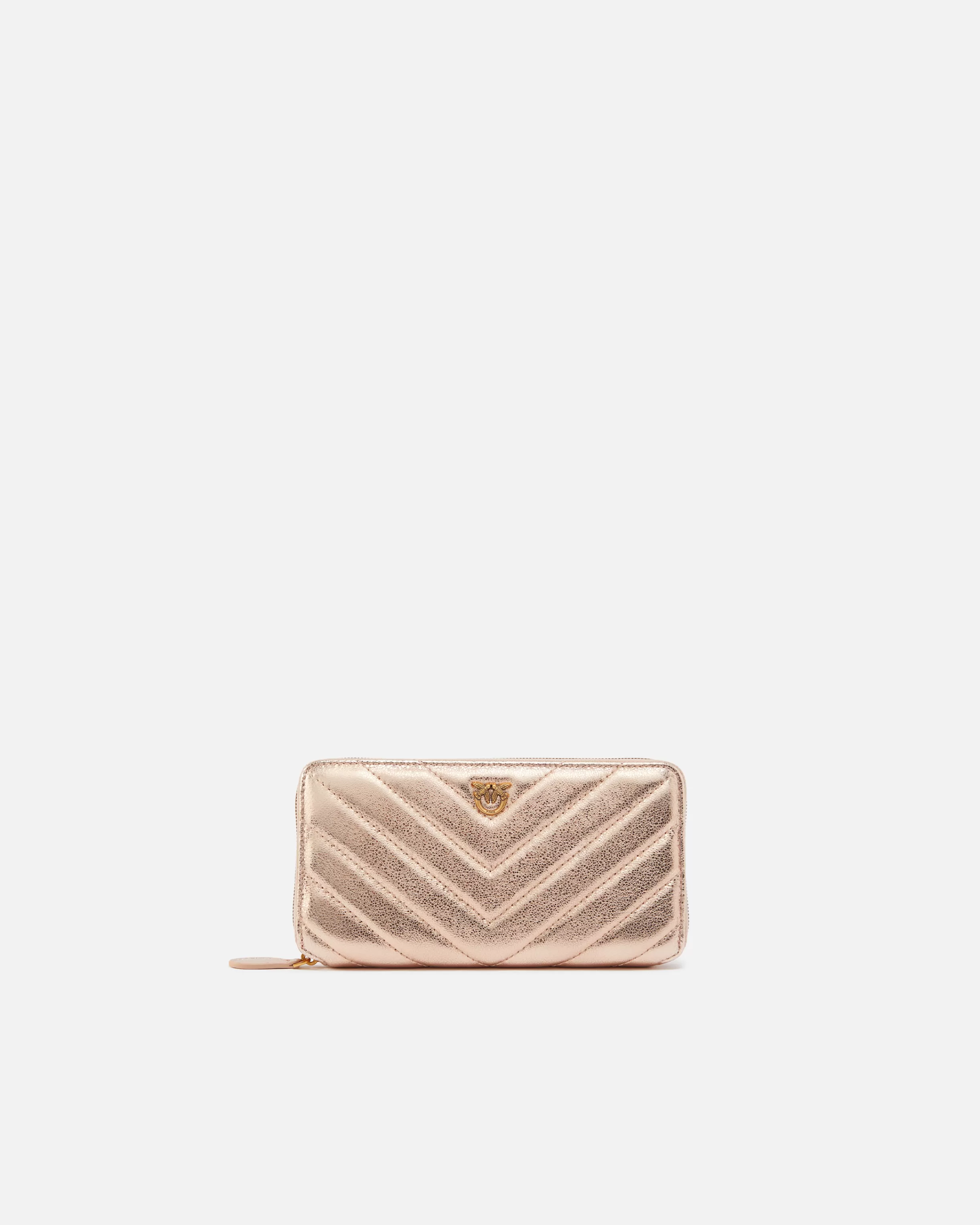 PINKO Rectangular wallet in metallic quilted leather