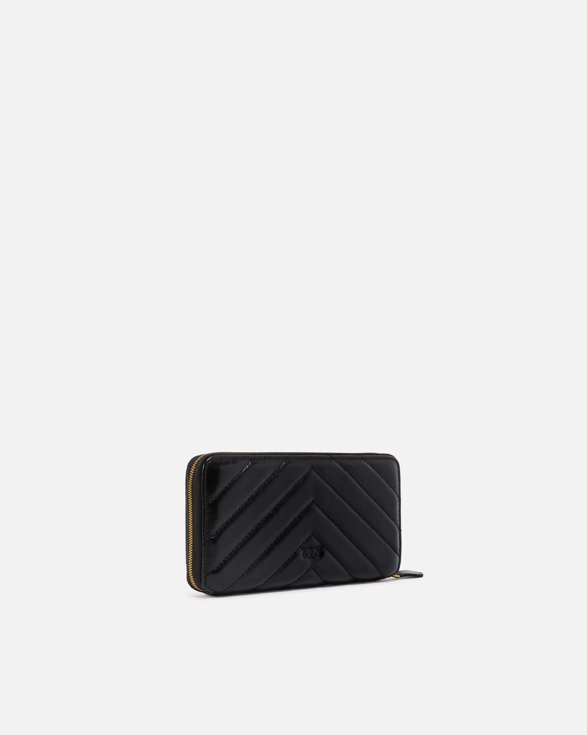 PINKO Rectangular wallet in metallic quilted leather