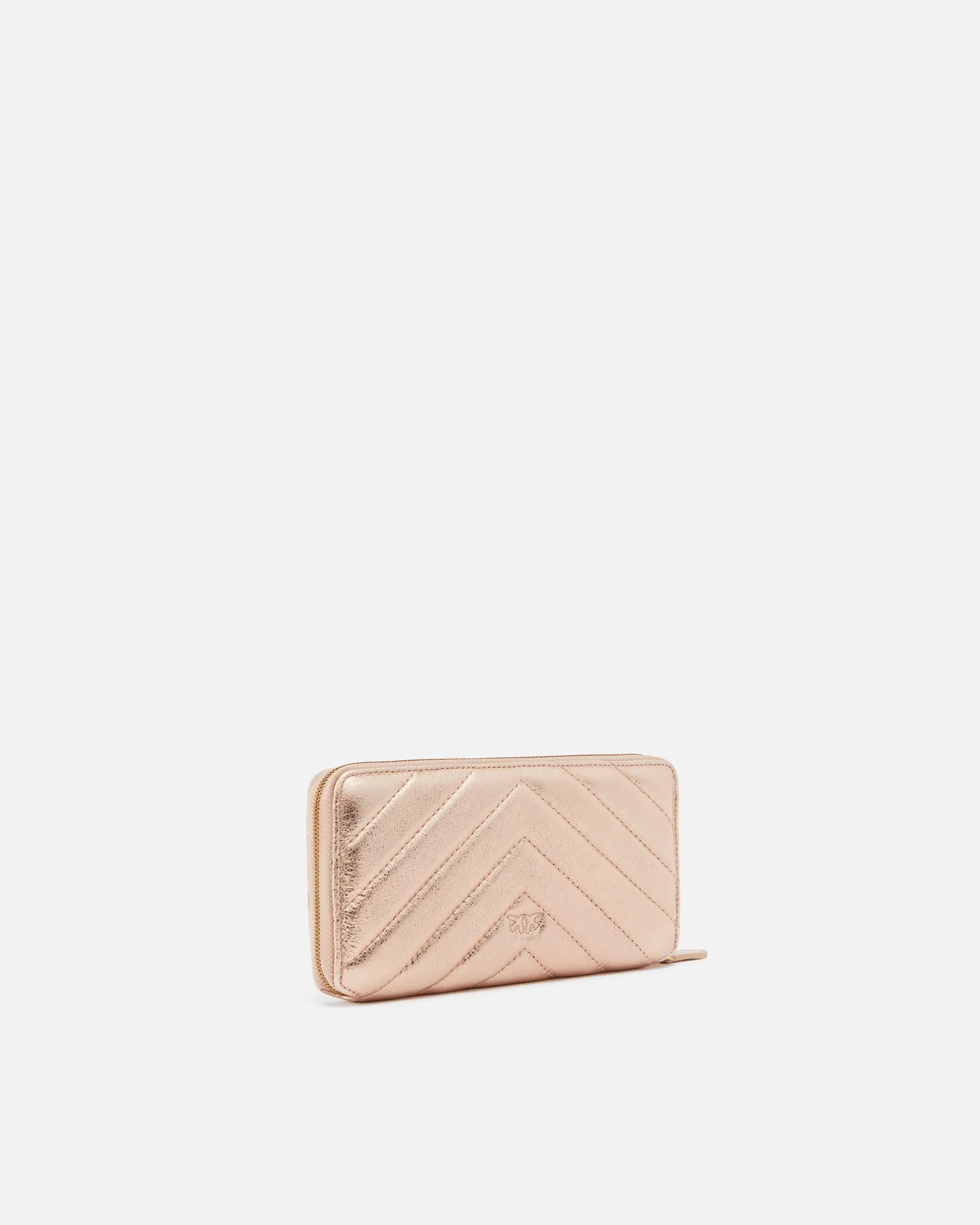 PINKO Rectangular wallet in metallic quilted leather