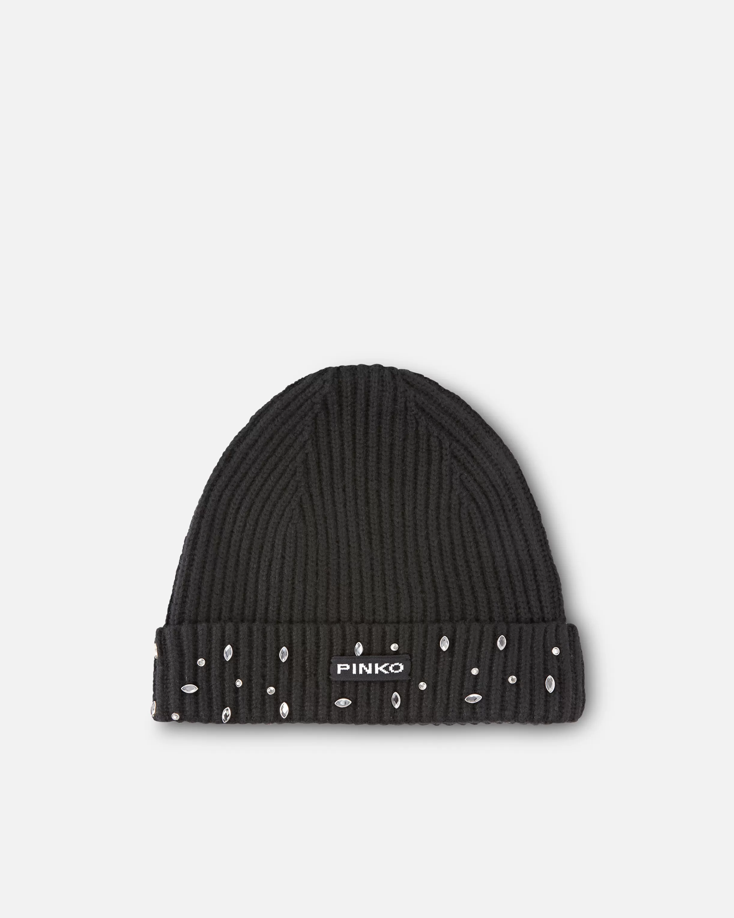 PINKO Ribbed beanie with crystals