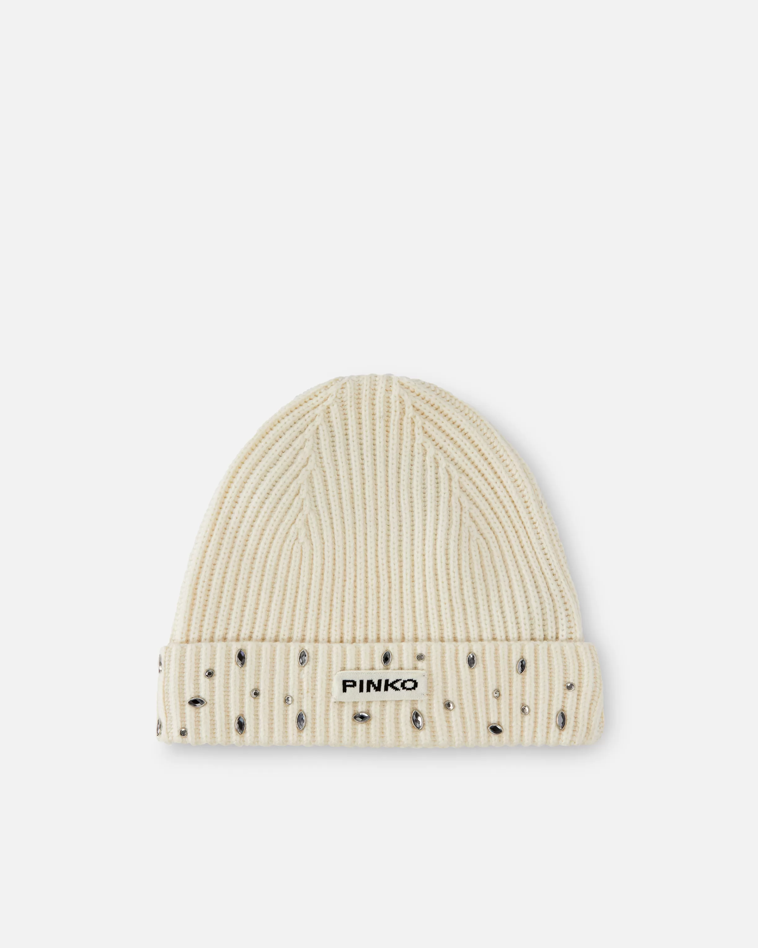 PINKO Ribbed beanie with crystals