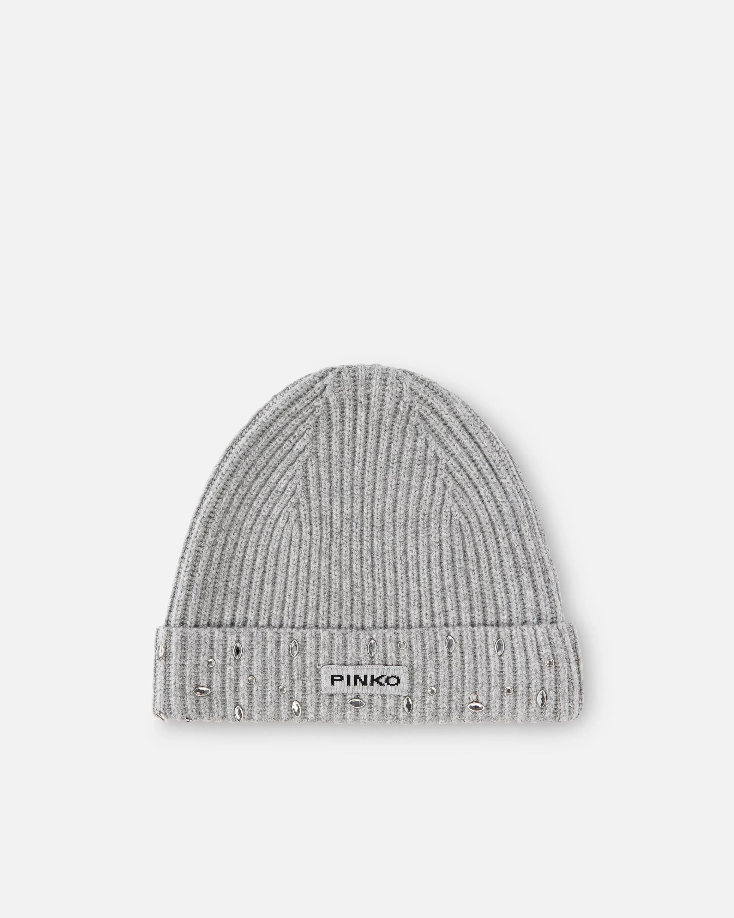 PINKO Ribbed beanie with crystals