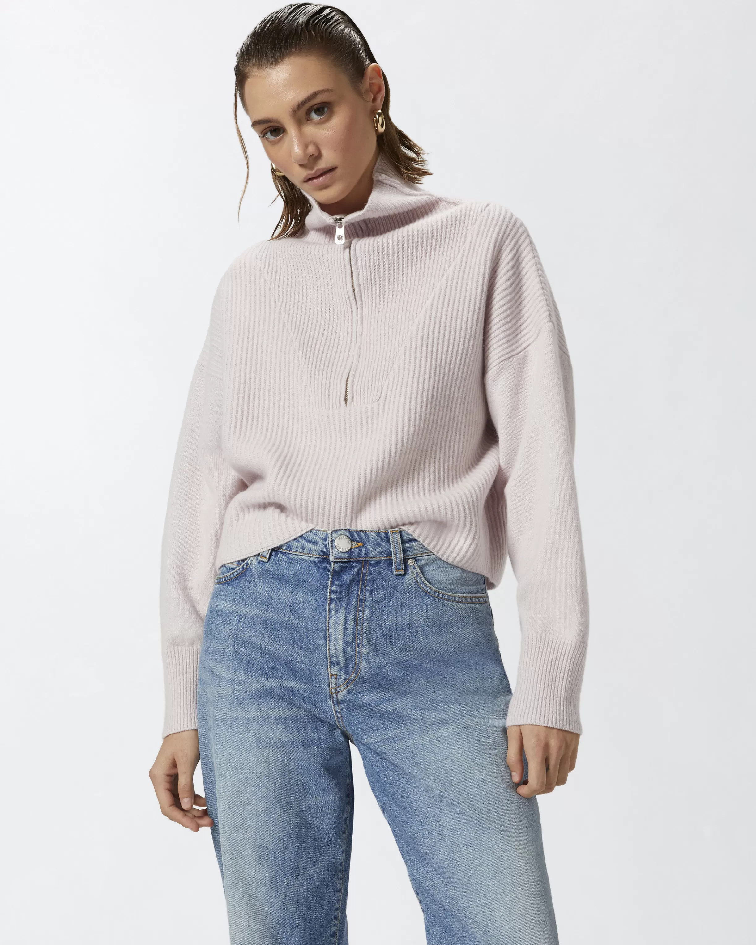 PINKO Ribbed jumper with zip neck