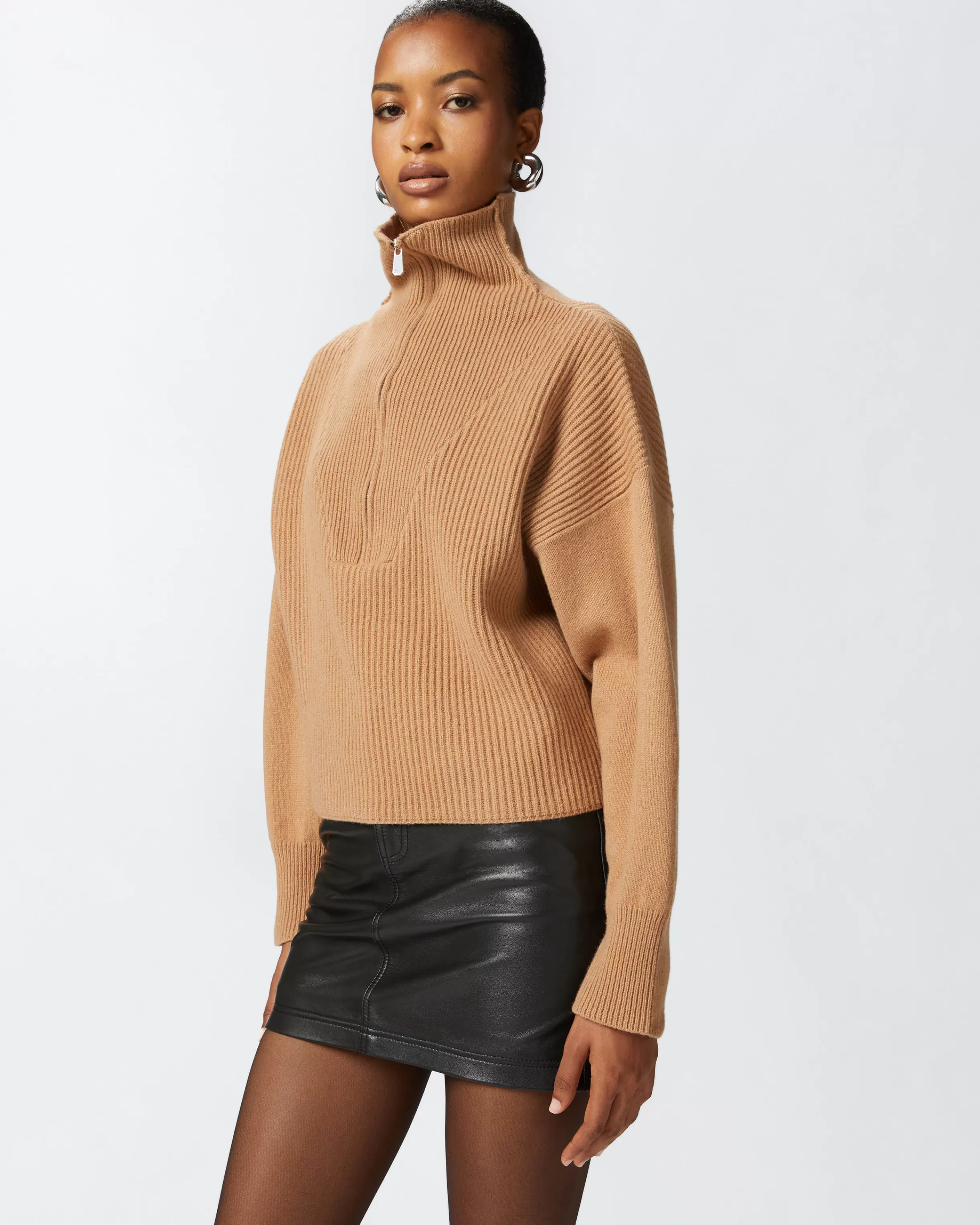 PINKO Ribbed jumper with zip neck