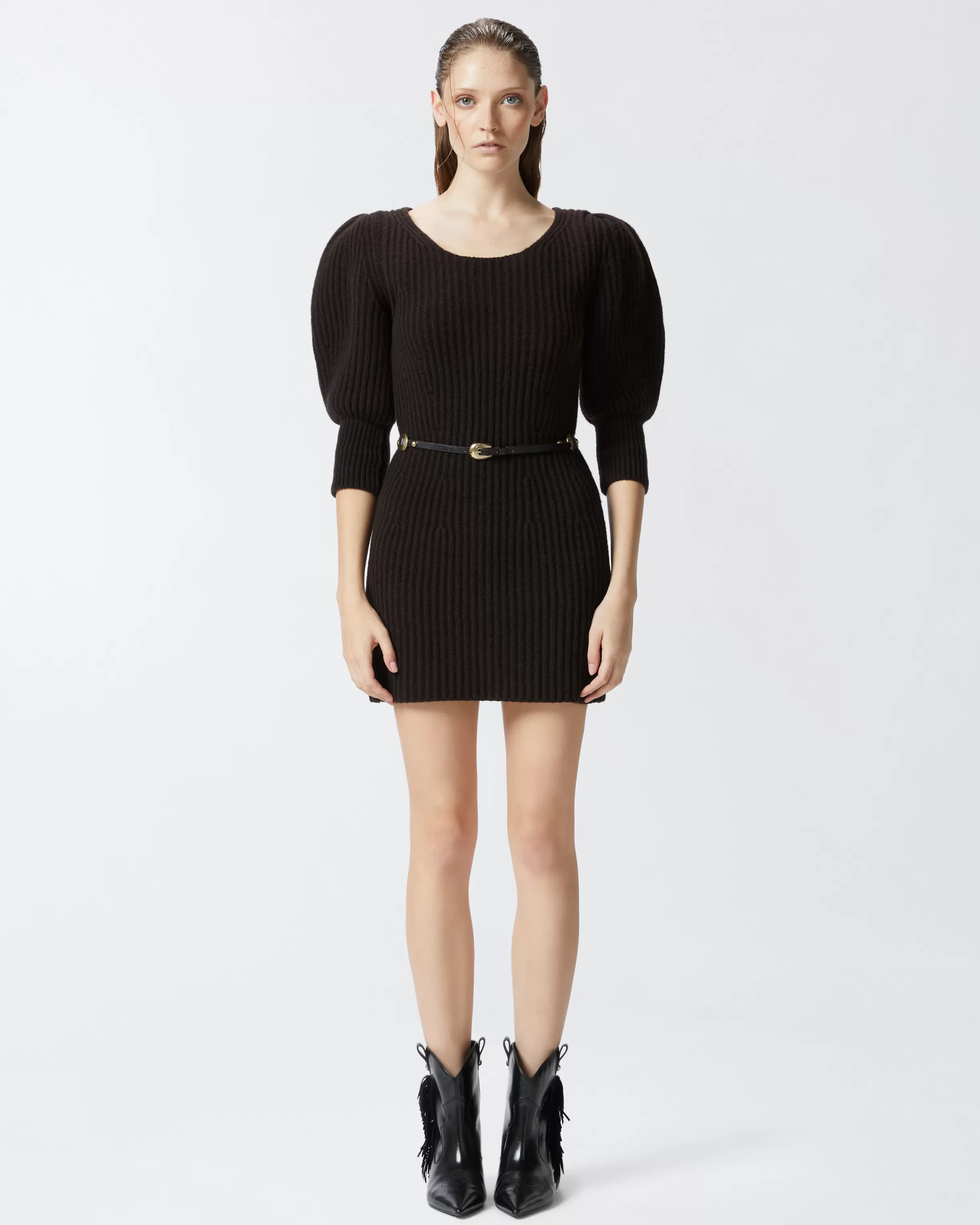 PINKO Ribbed knit wool and cashmere mini dress