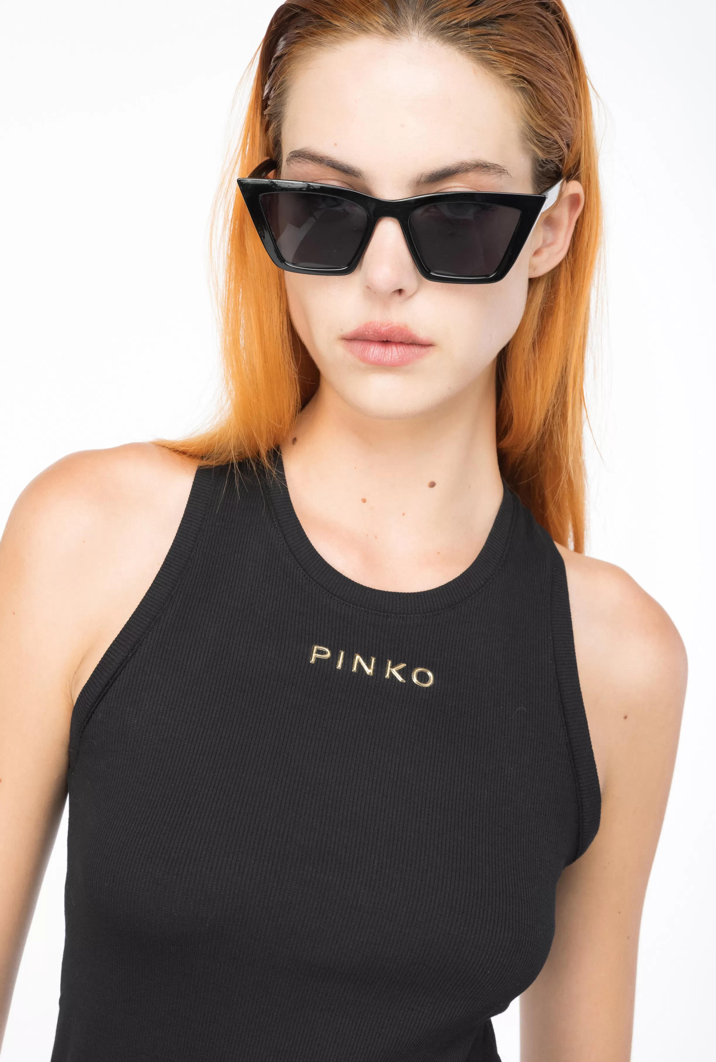 PINKO Ribbed top with logo