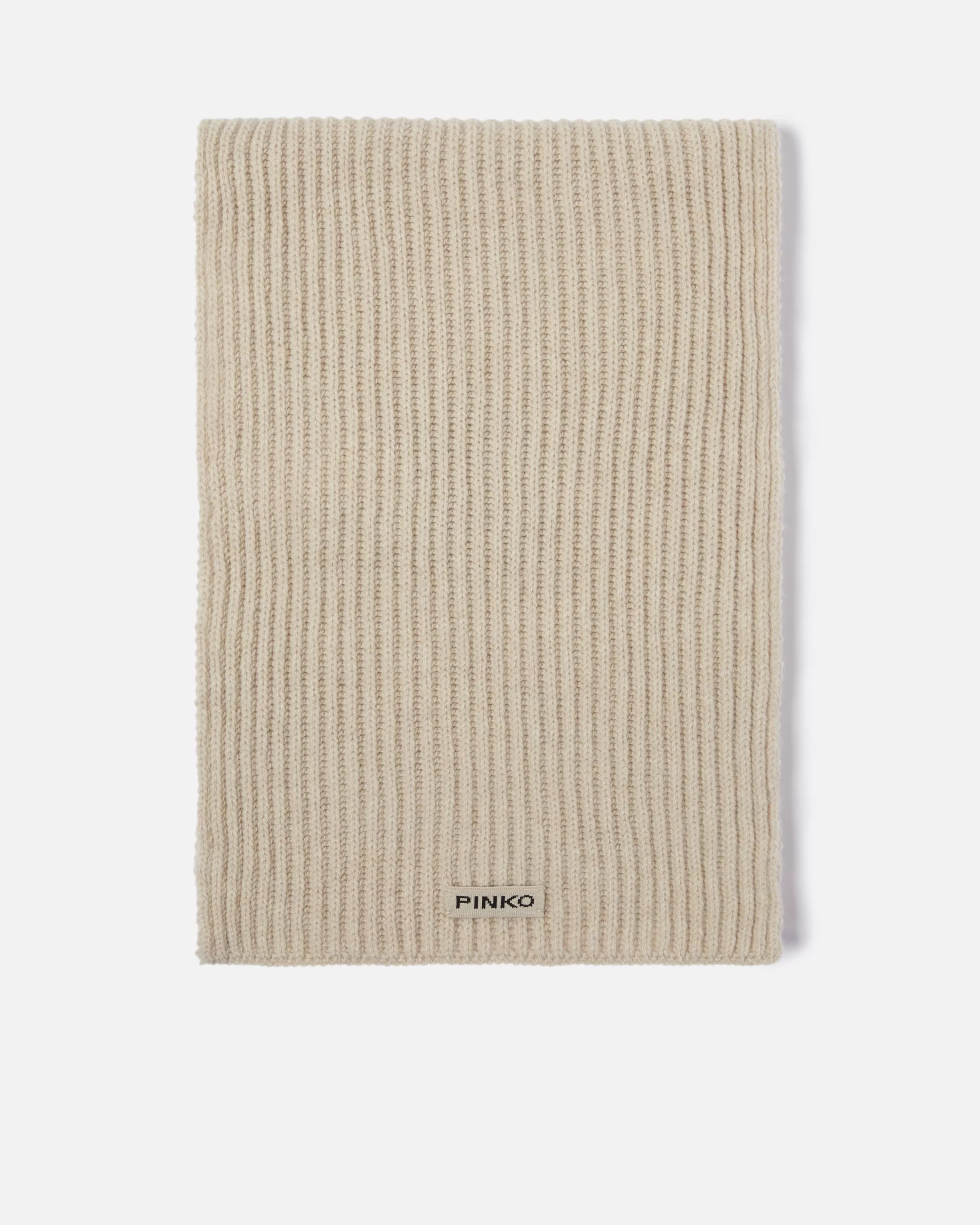 PINKO Ribbed wool and cashmere scarf