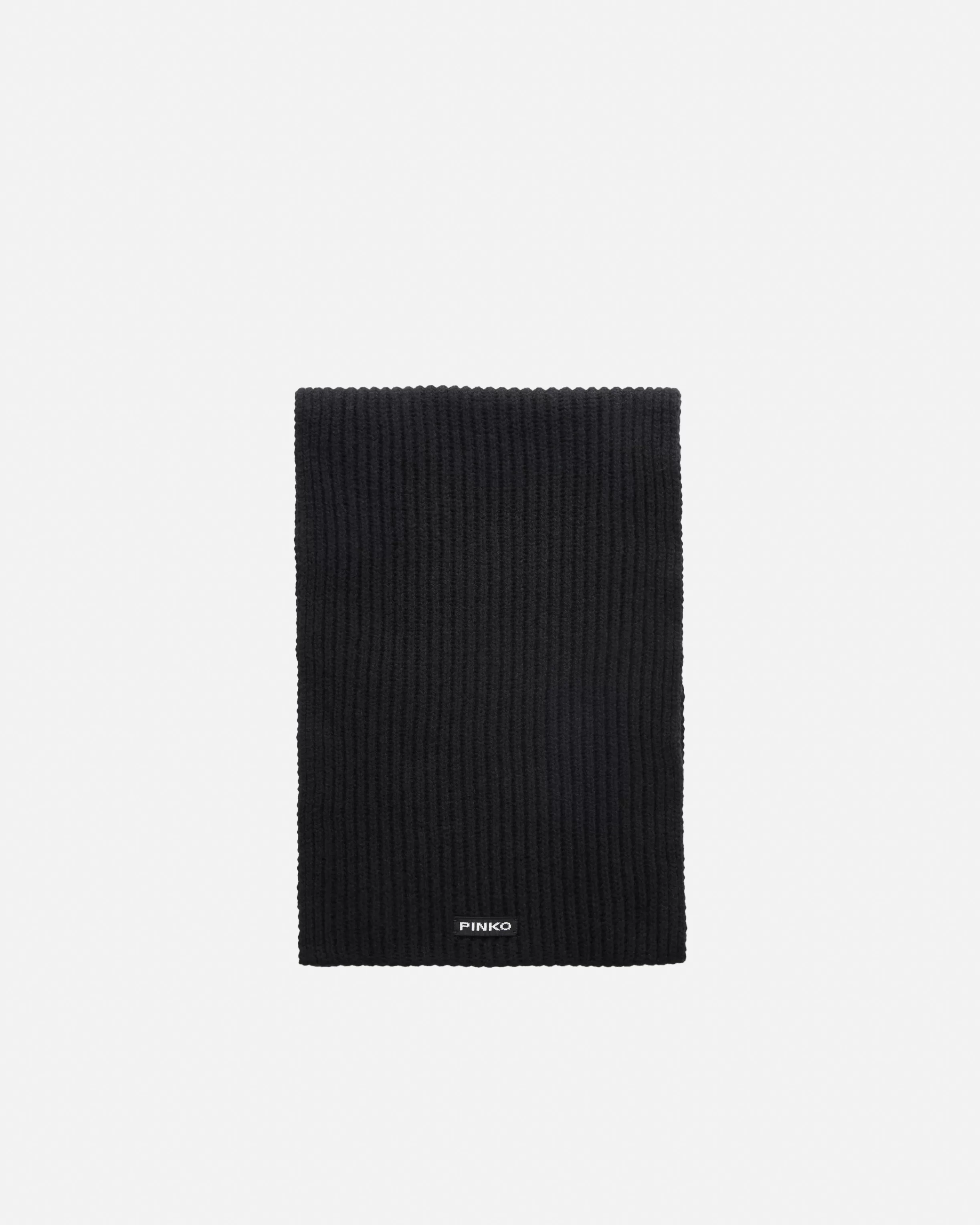 PINKO Ribbed wool and cashmere scarf