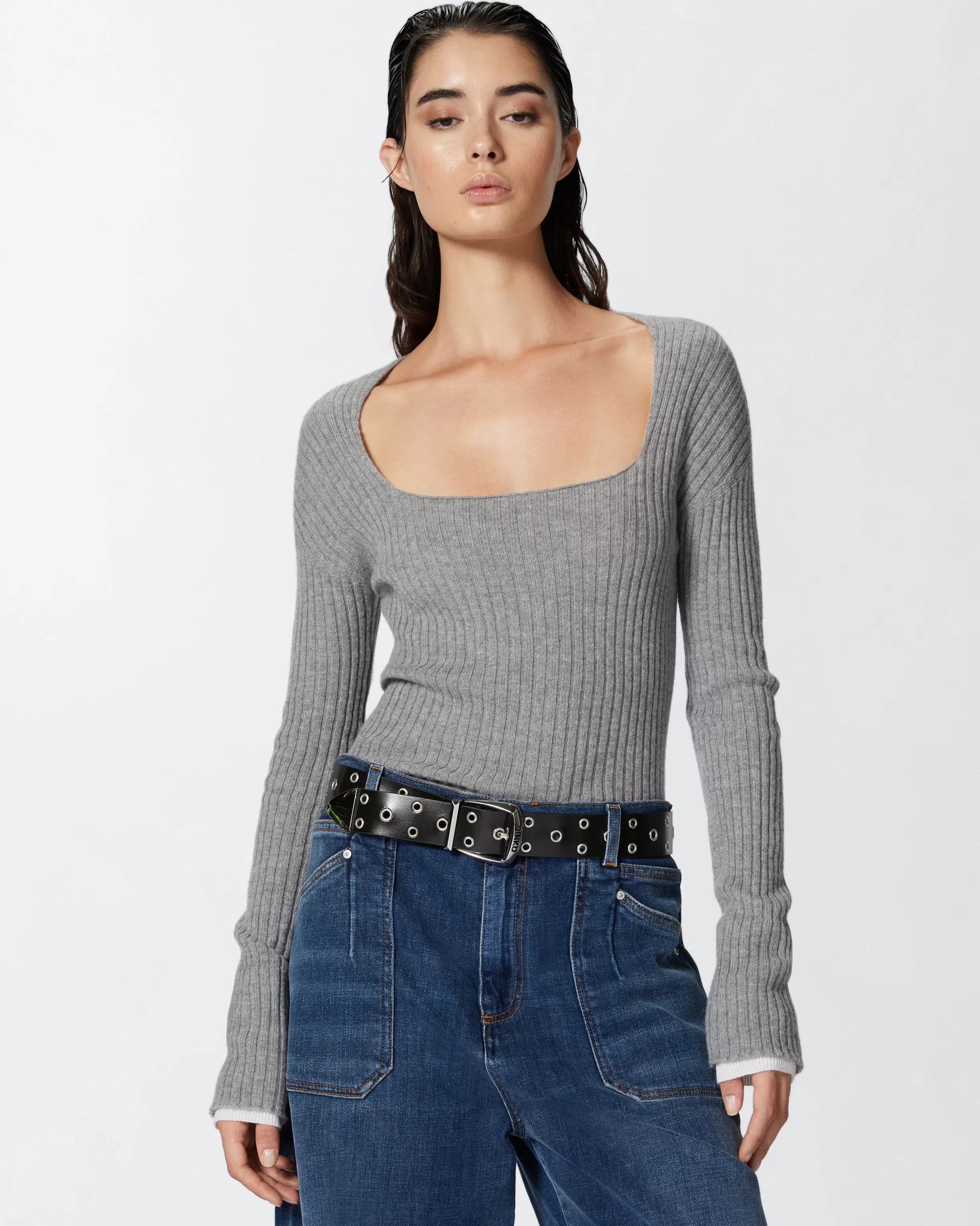 PINKO Ribbed wool and cashmere sweater