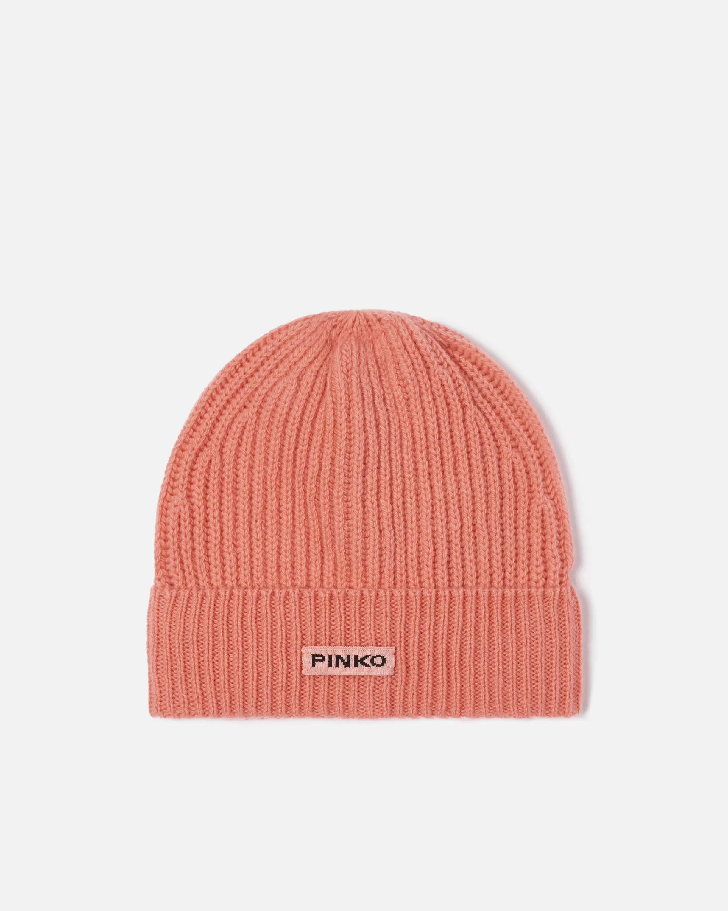 PINKO Ribbed wool hat with logo