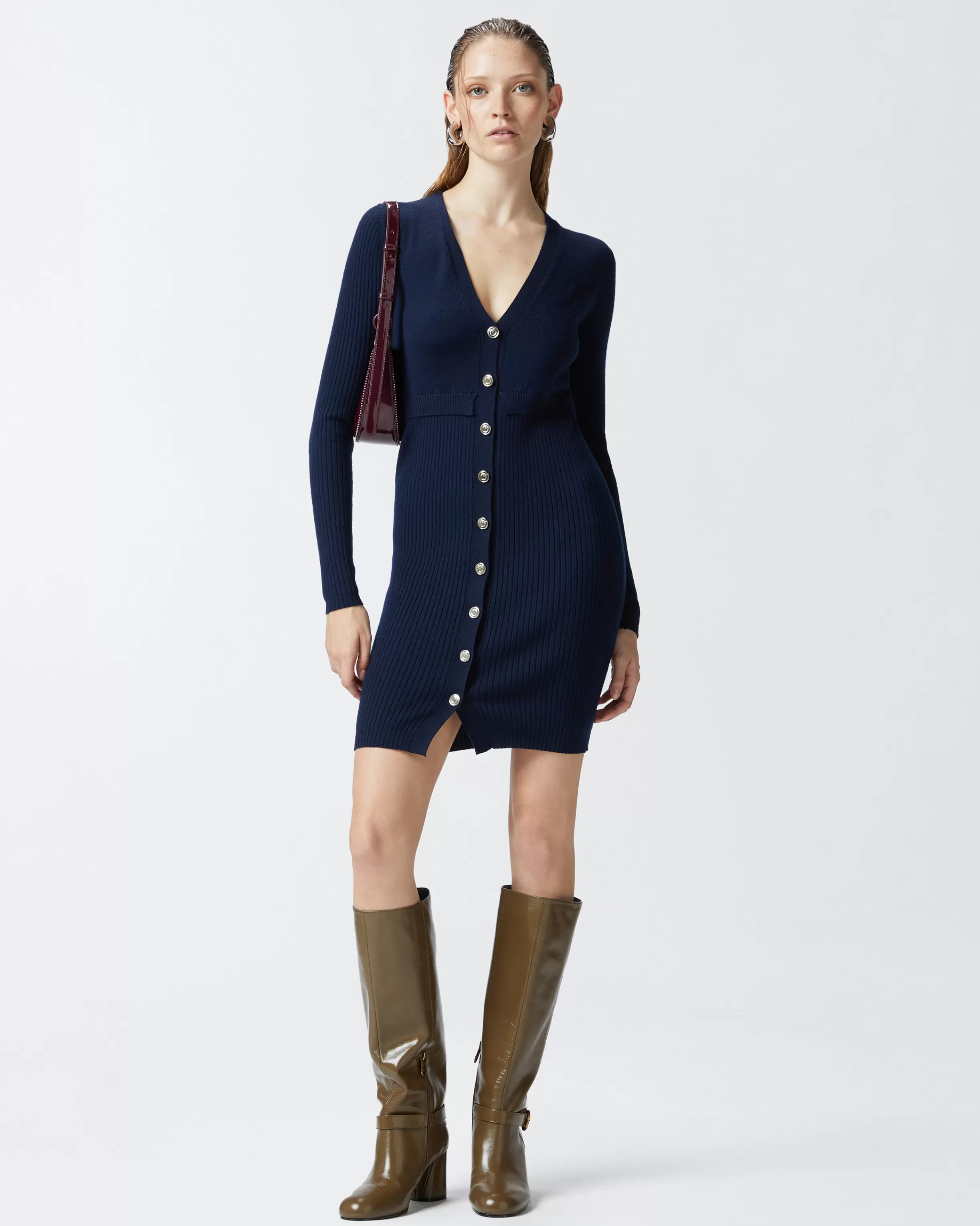 PINKO Ribbed wool mini dress