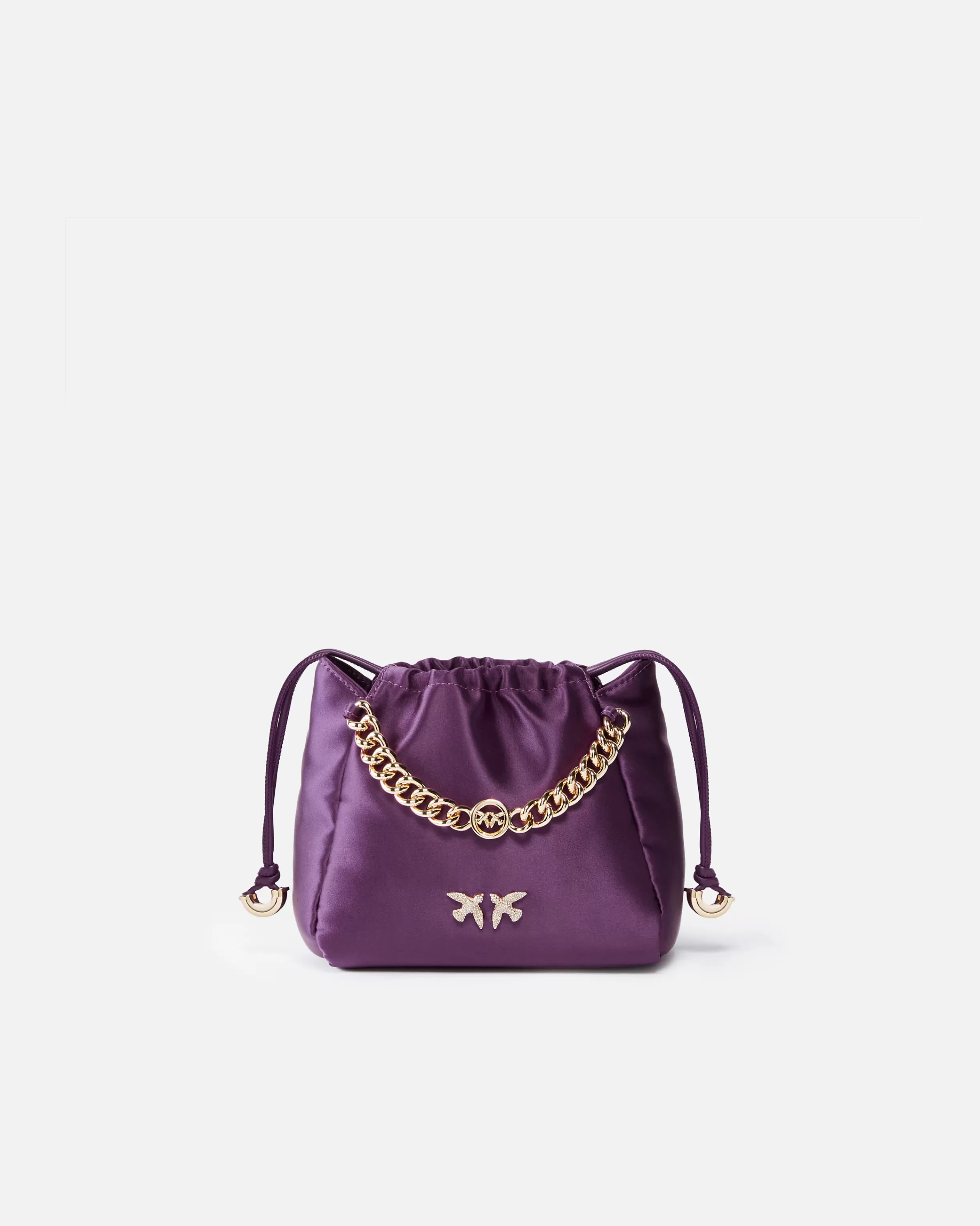 PINKO Satin mini clutch bag with chain