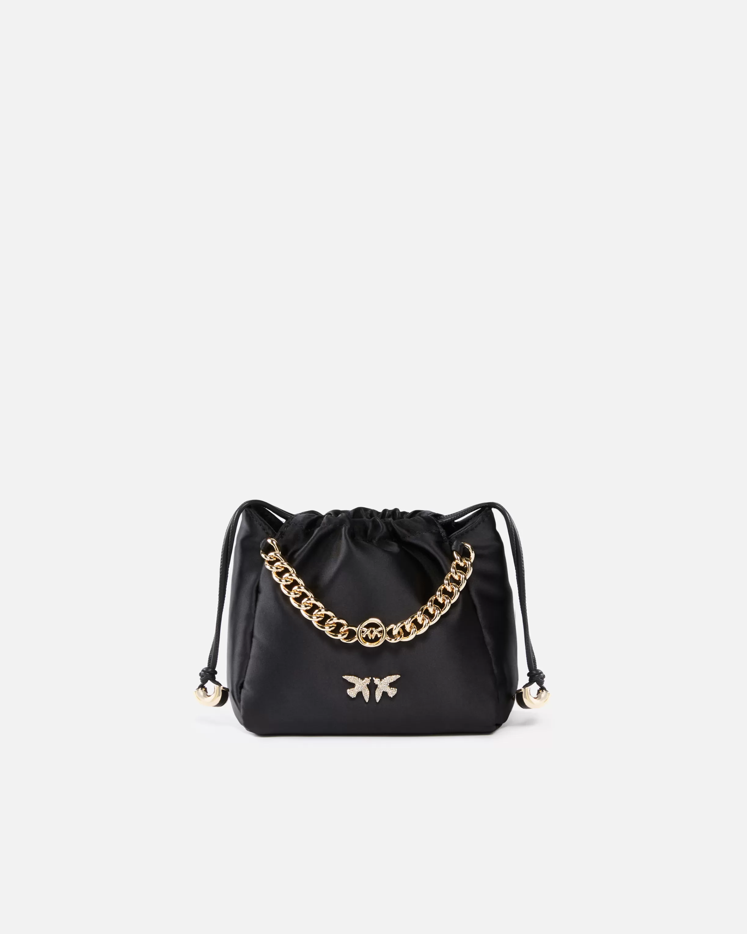 PINKO Satin mini clutch bag with chain