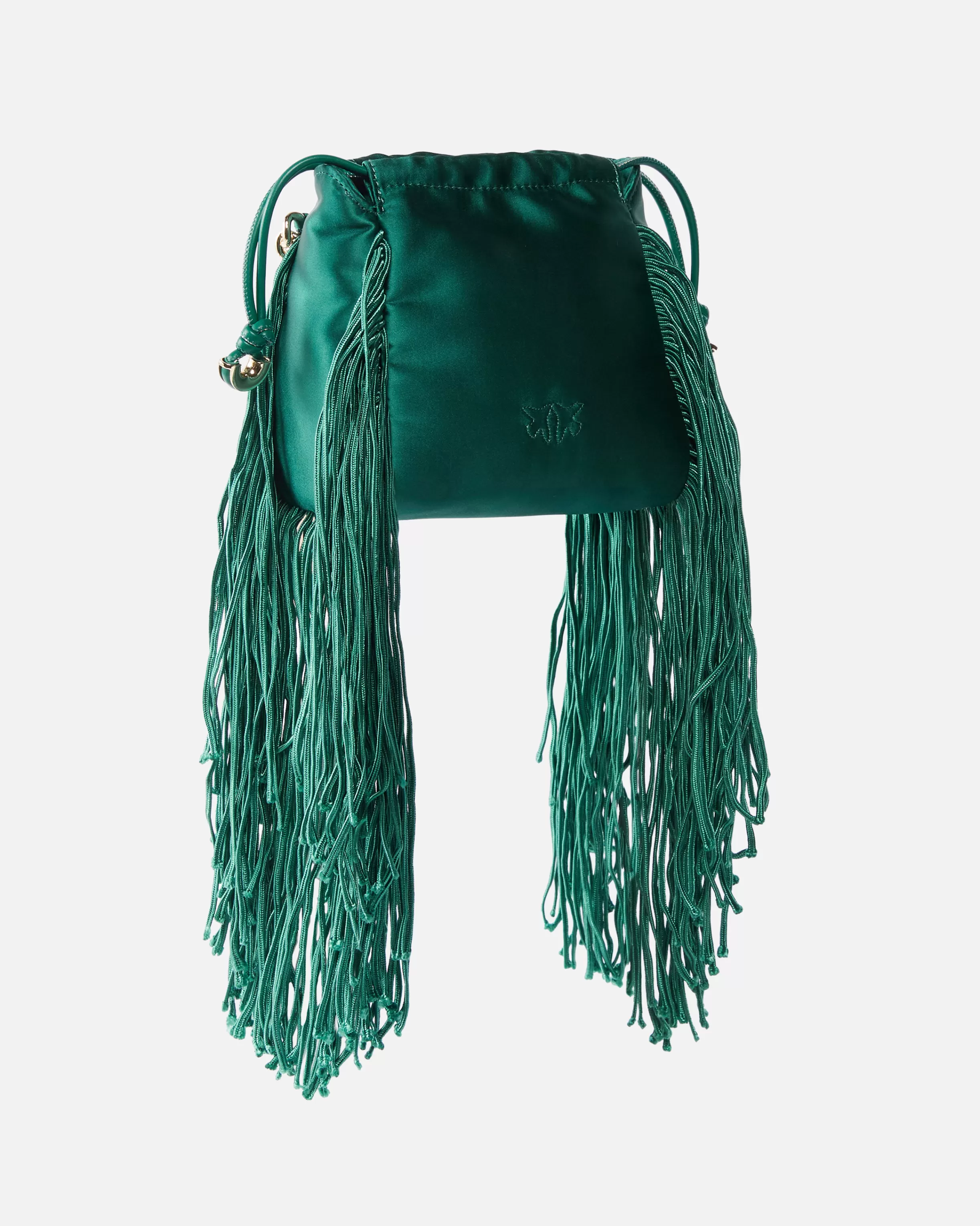 PINKO Satin mini clutch with fringing