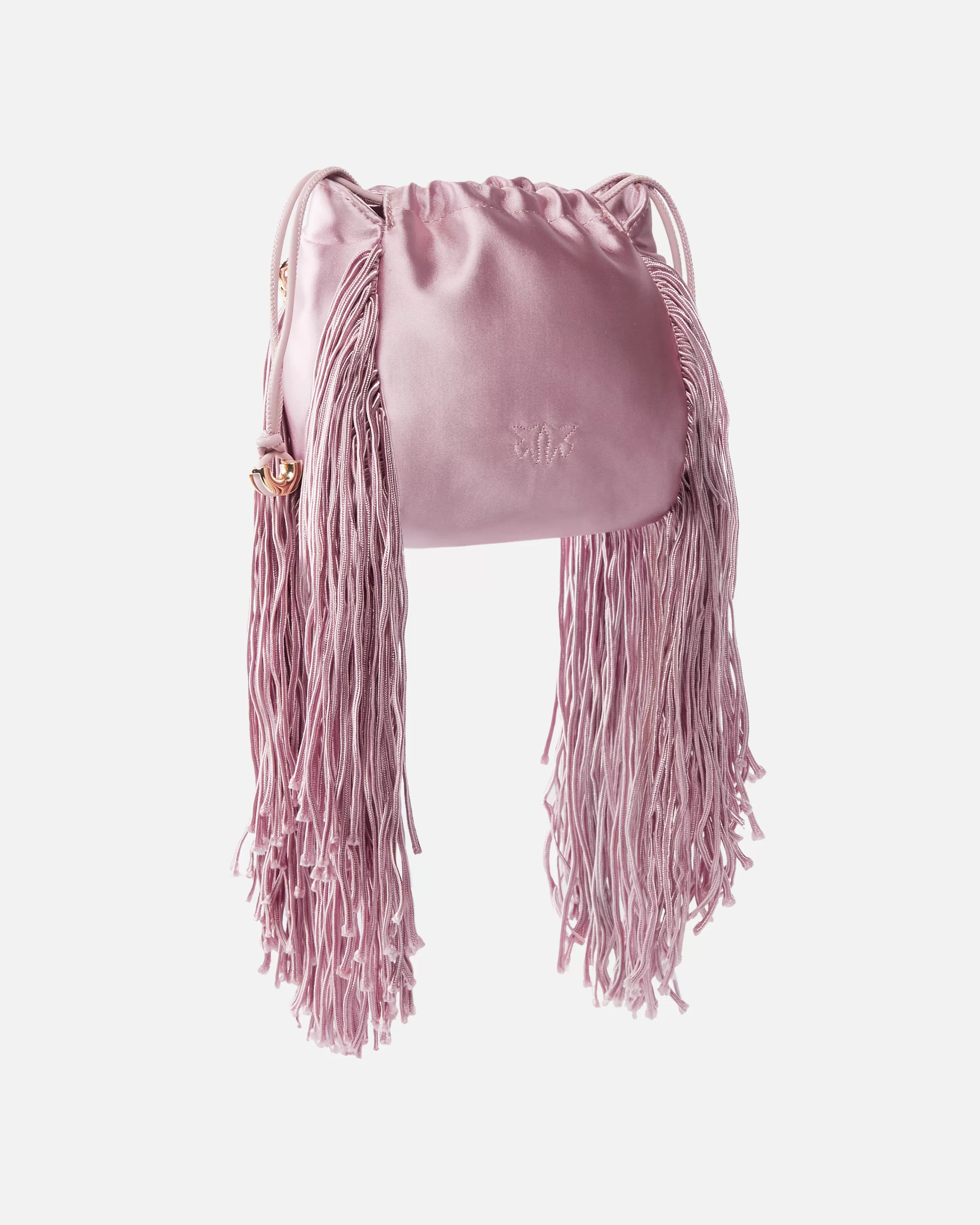 PINKO Satin mini clutch with fringing