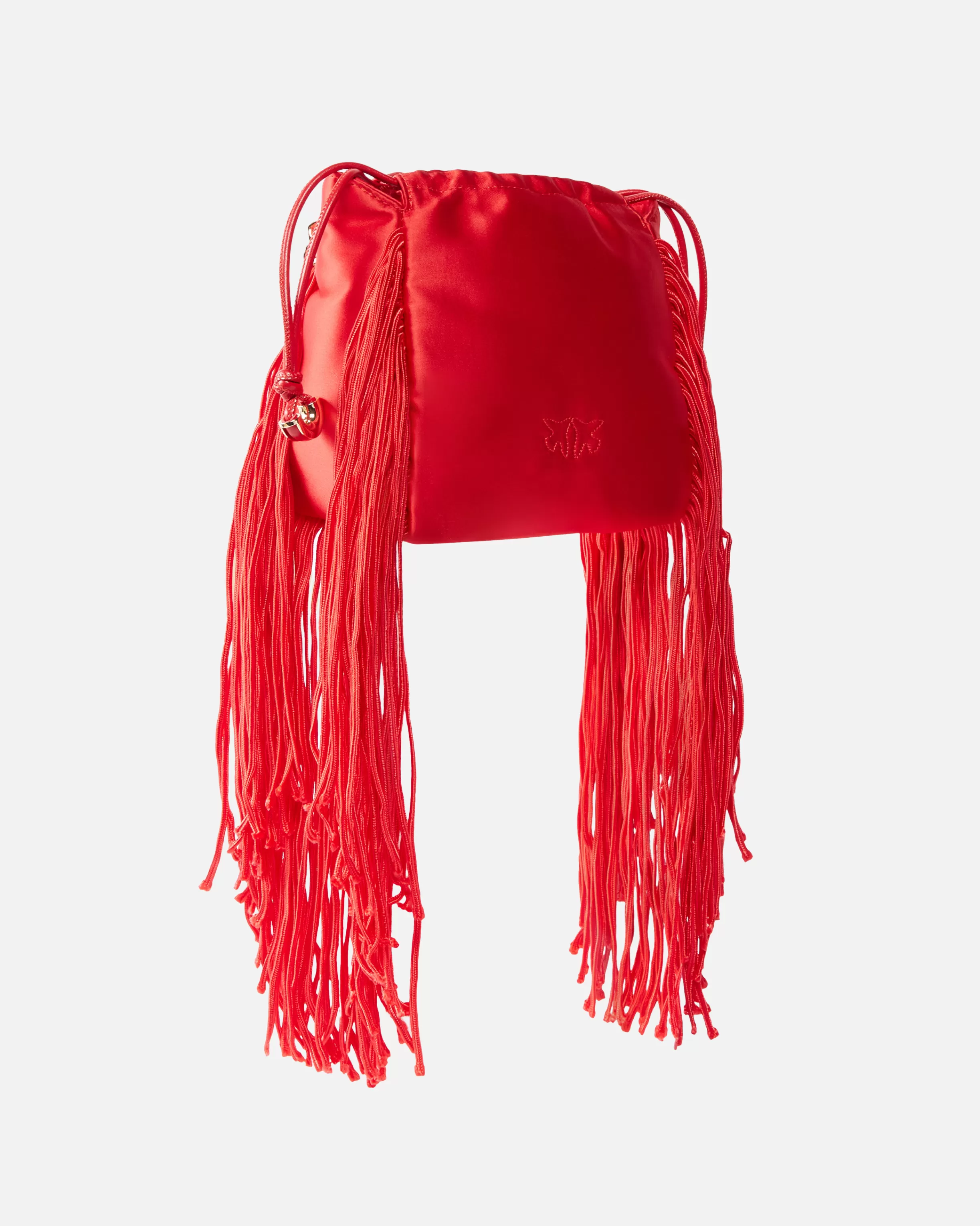 PINKO Satin mini clutch with fringing