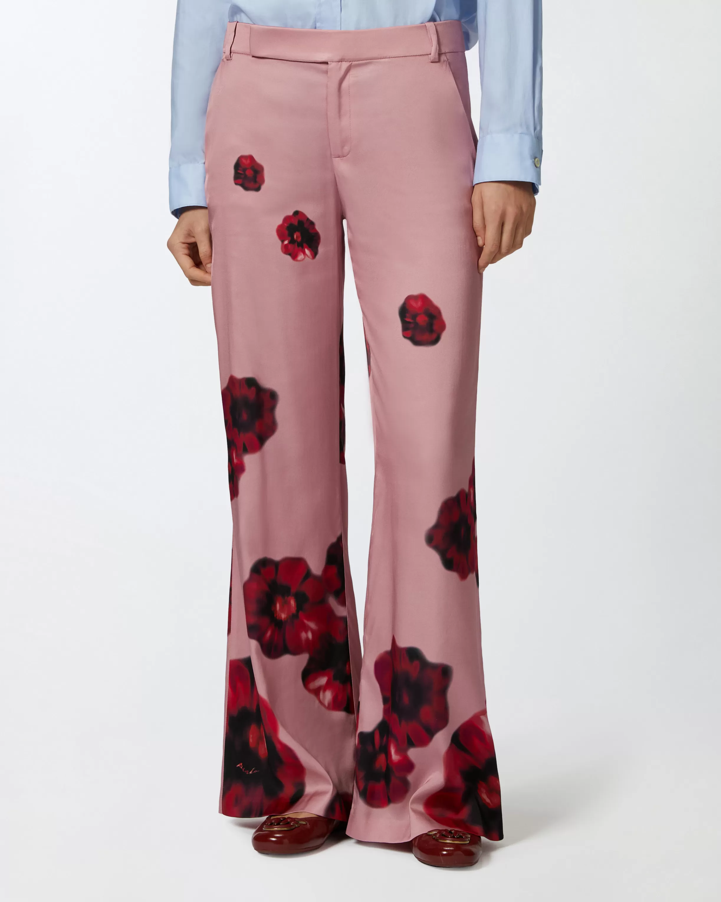 PINKO Satin trousers with floral print