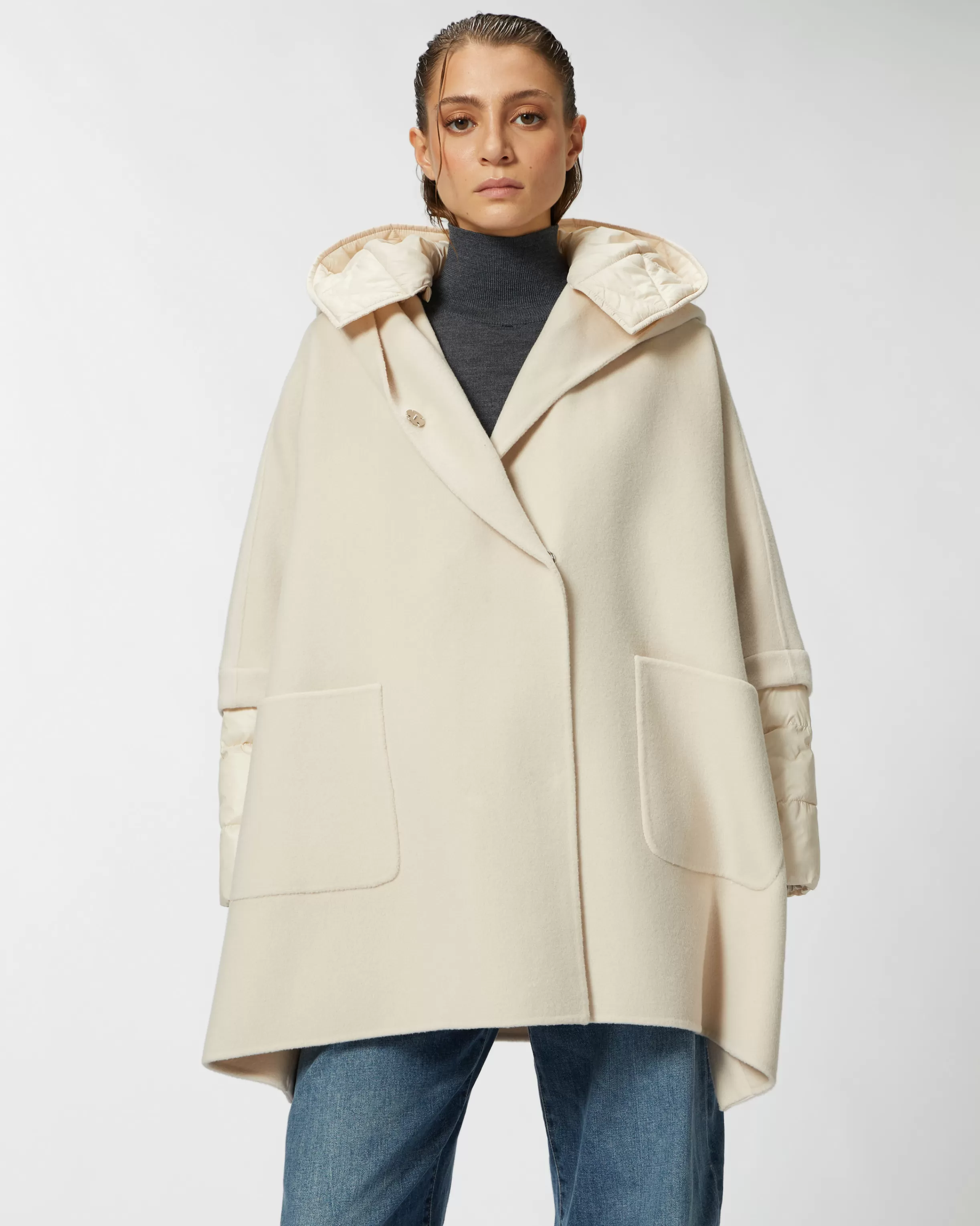 PINKO Short cape coat with padded puffer