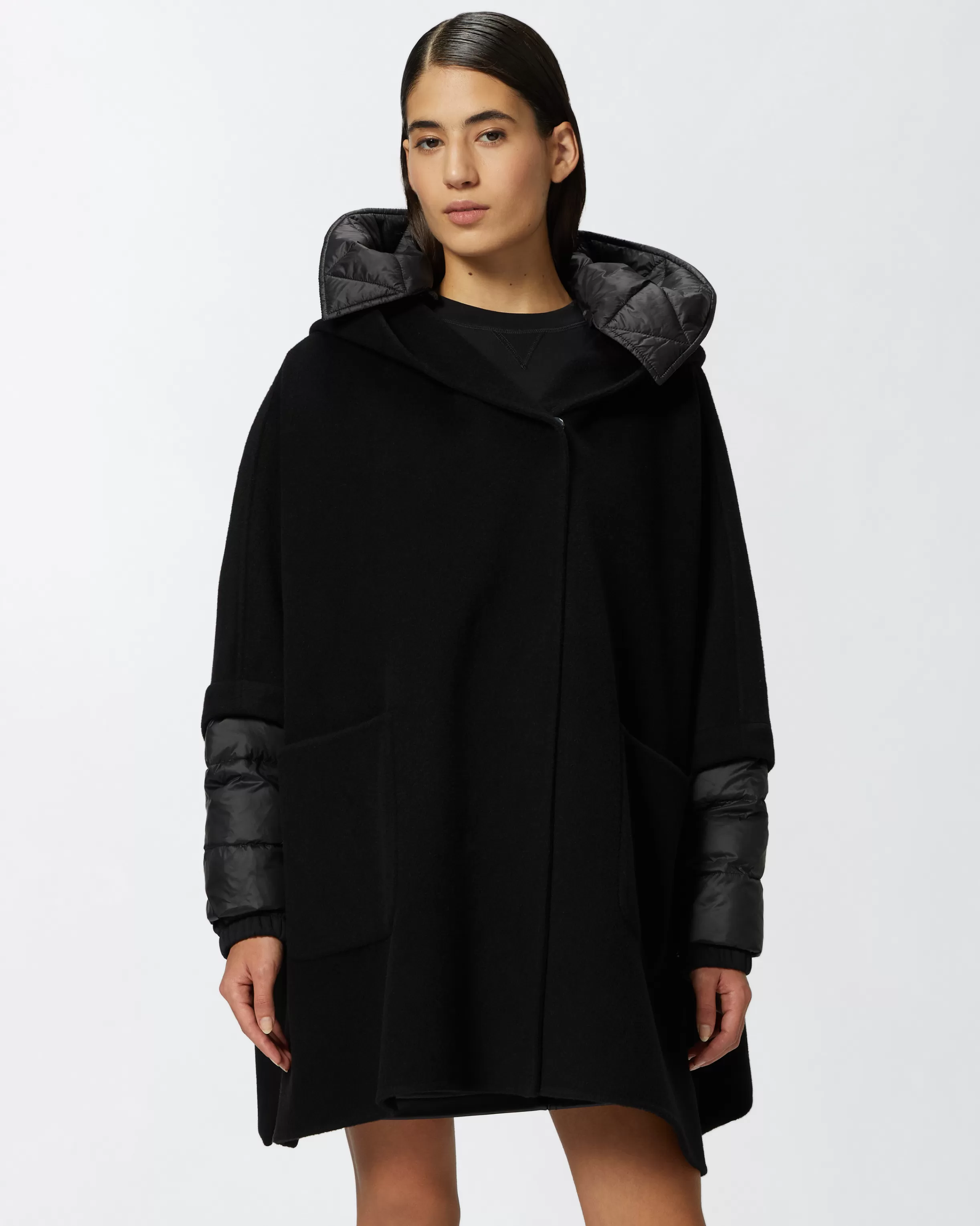 PINKO Short cape coat with padded puffer