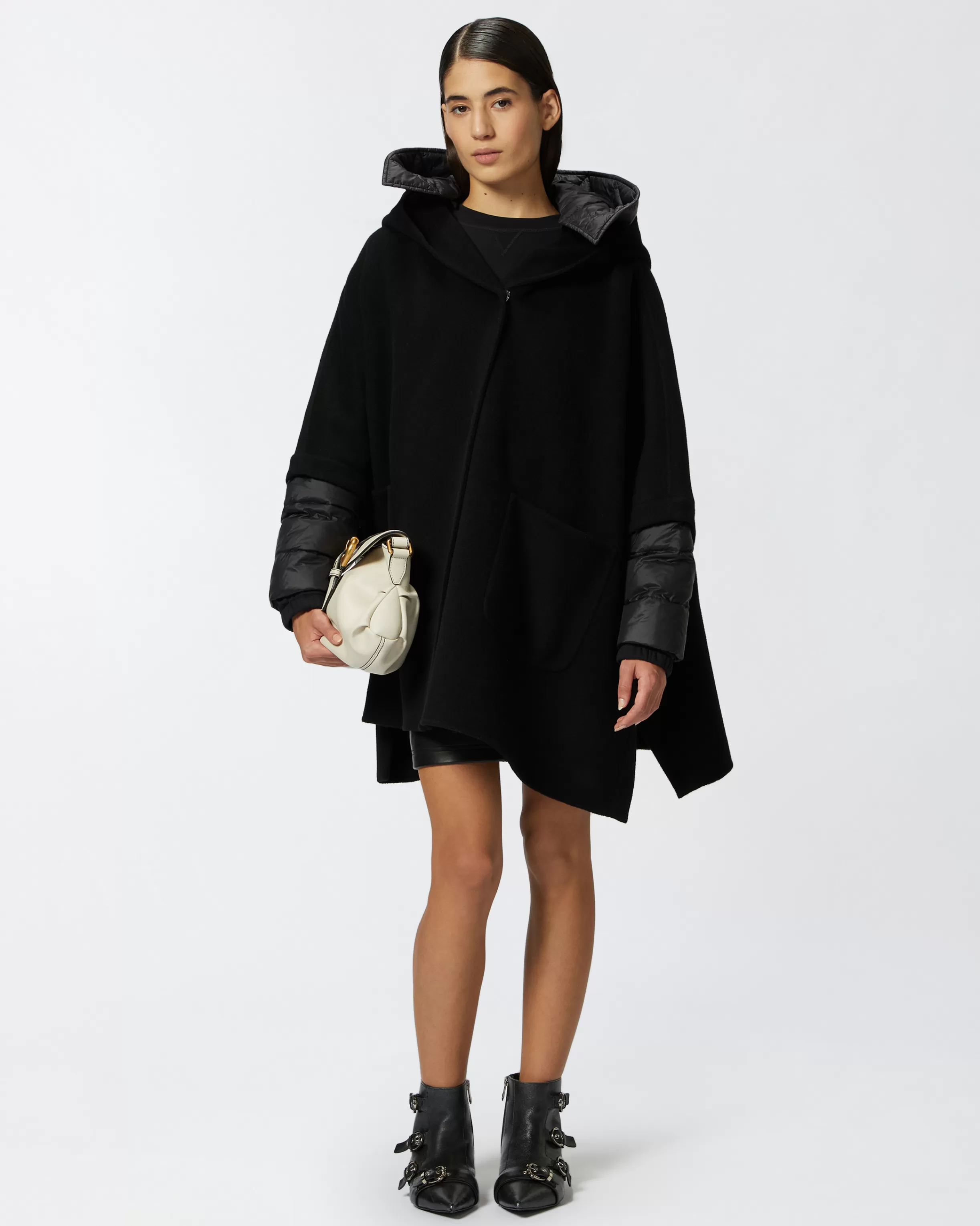 PINKO Short cape coat with padded puffer