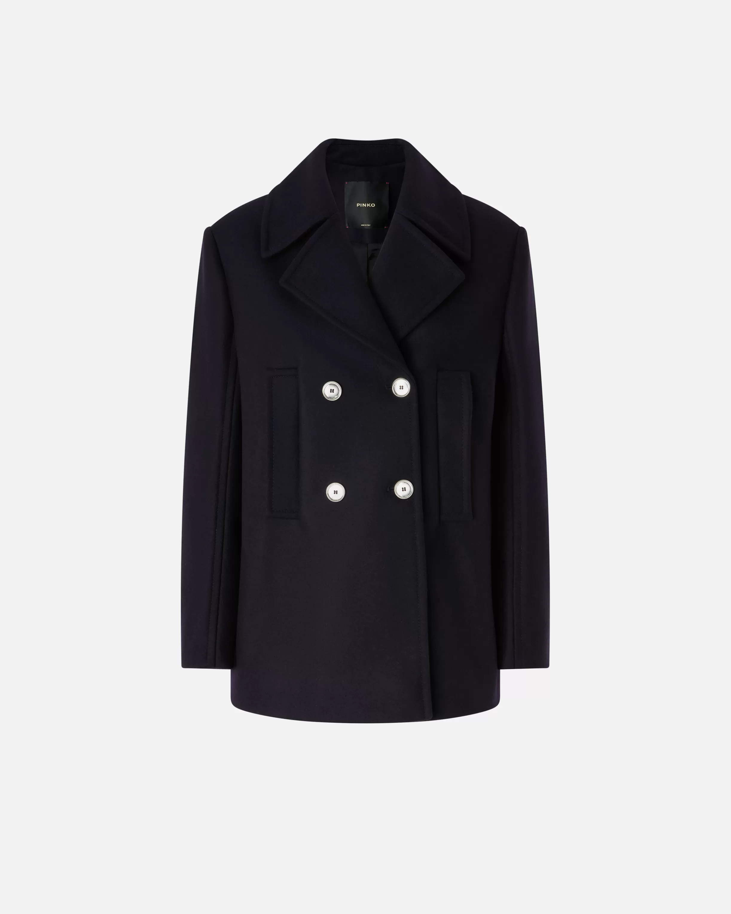 short_doublebreasted_woolblend_pea_coat_4.webp PINKO Short double-breasted wool-blend pea coat