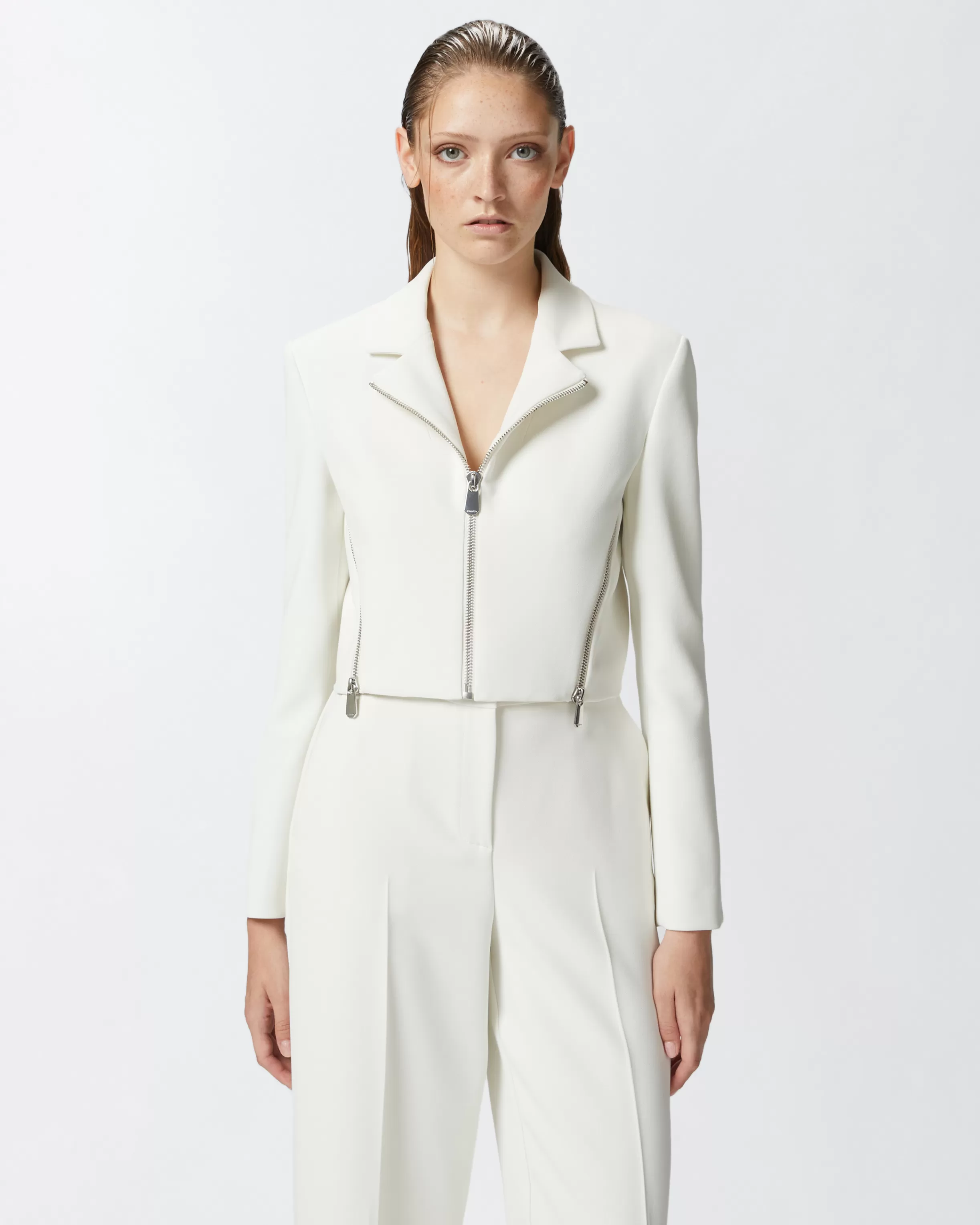 PINKO Short jacket in crêpe fabric with zip