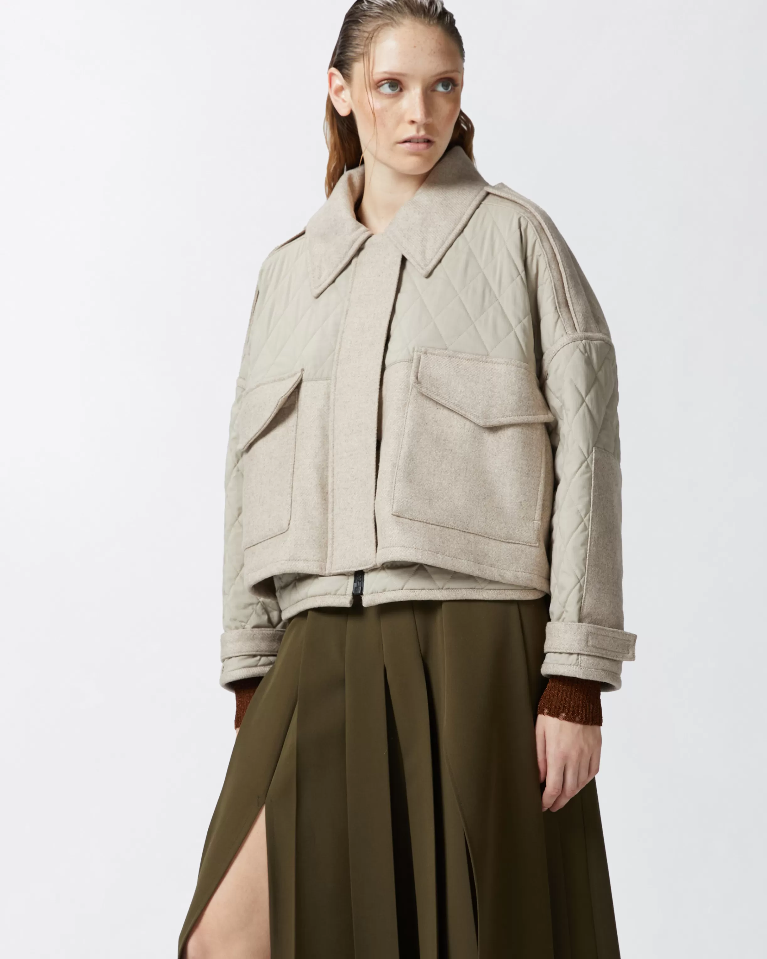 PINKO Short quilted parka with felt inserts