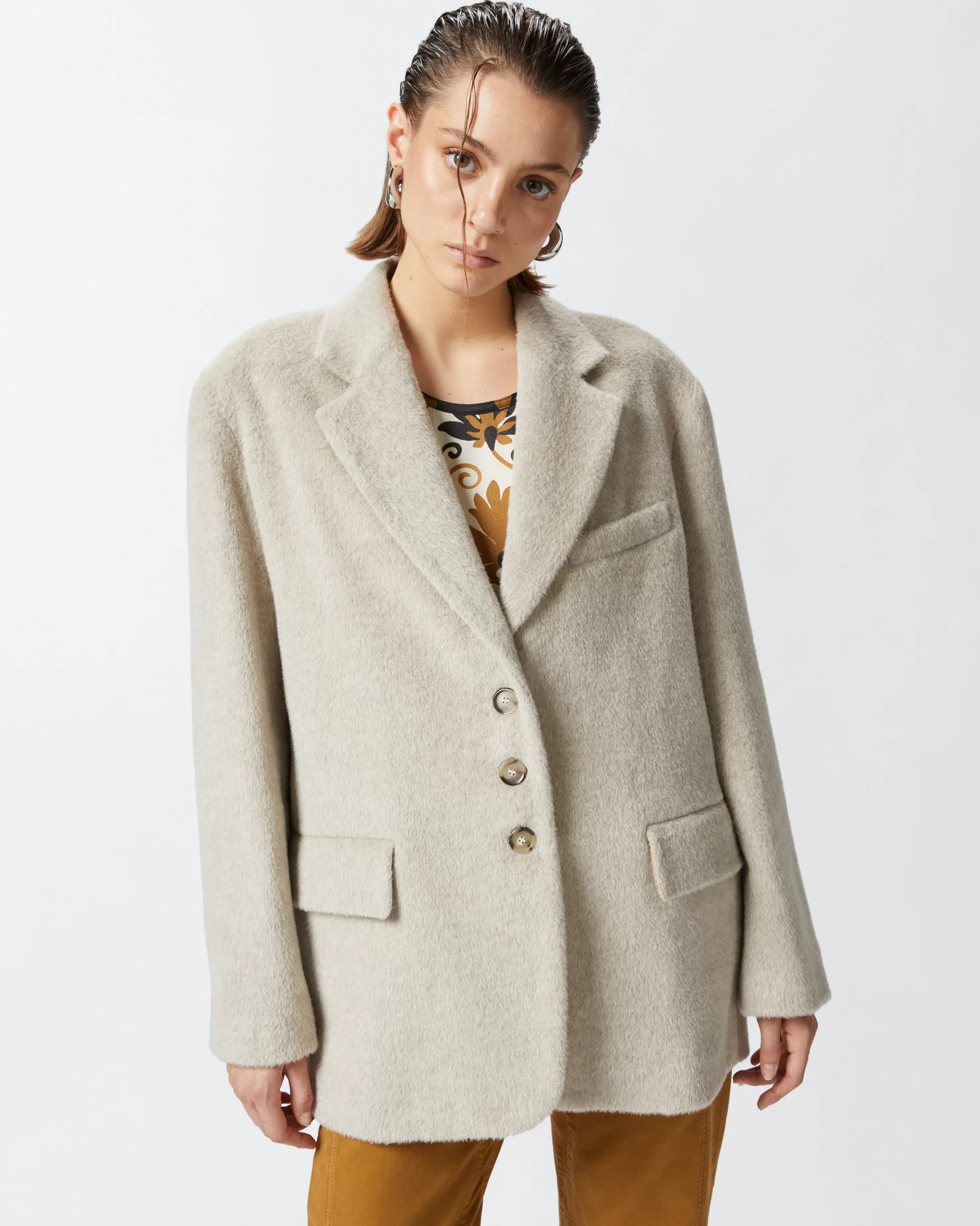 PINKO Short single-breasted coat in beaver