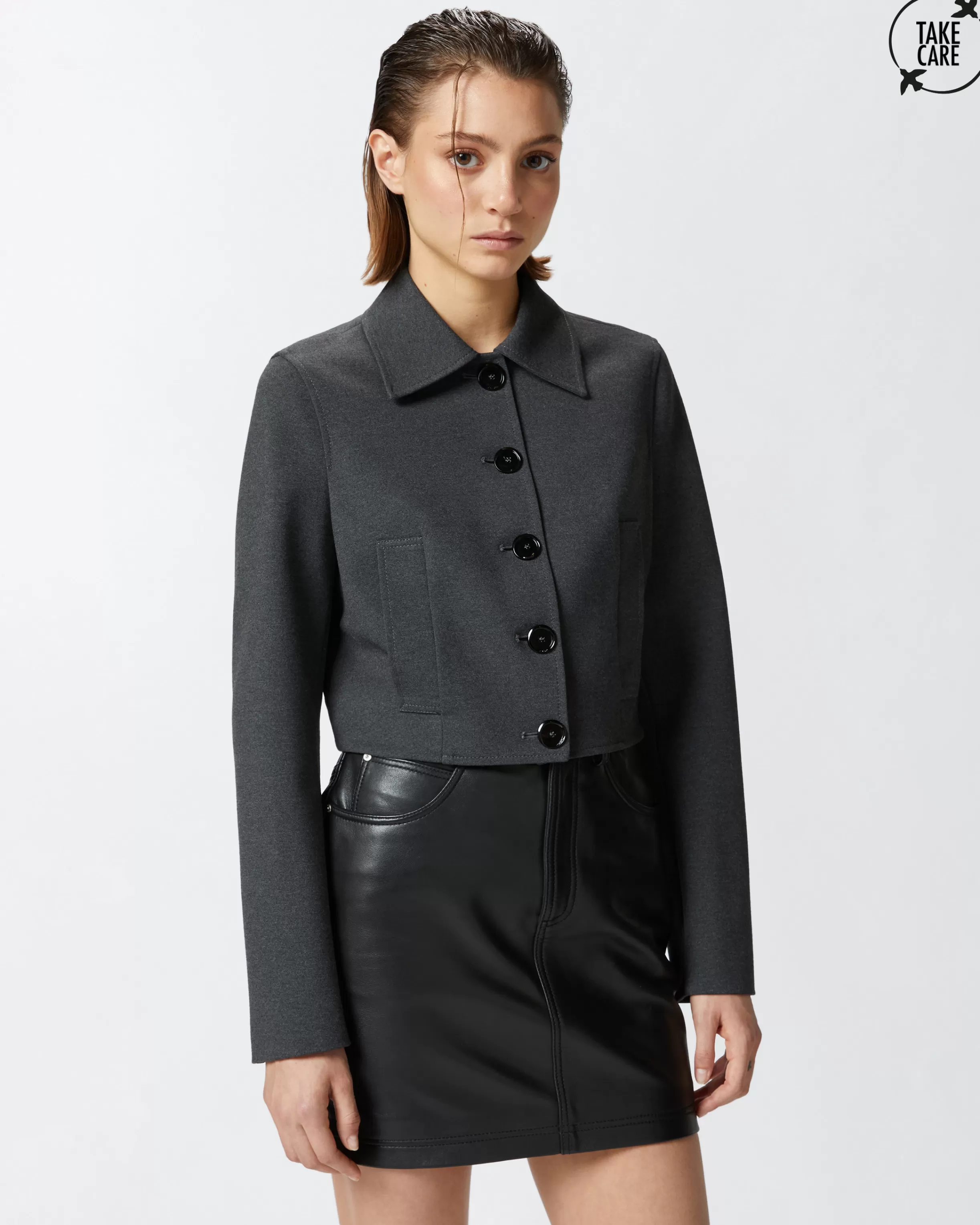 PINKO Short single-breasted jacket with fabric stitch