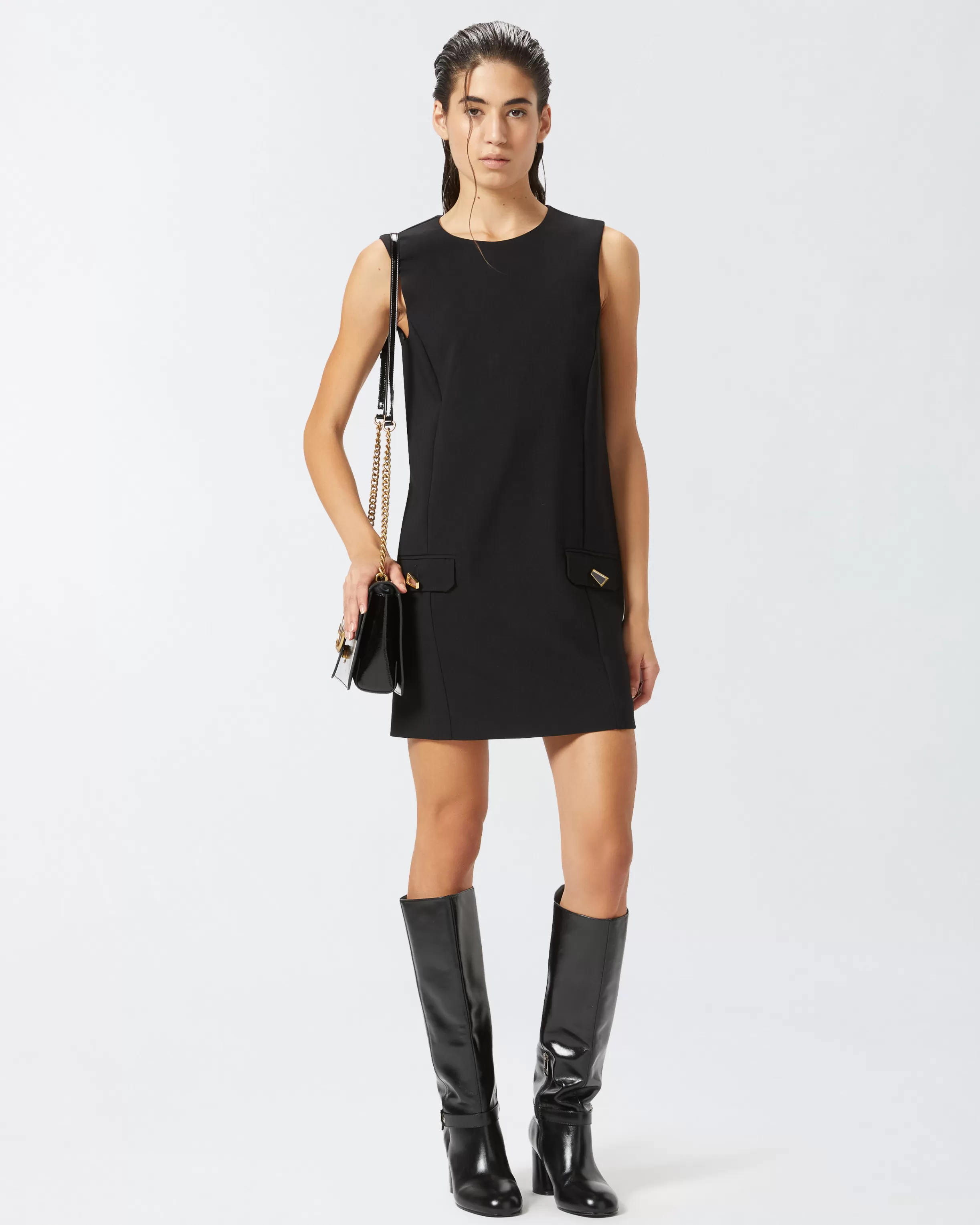 PINKO Short sleeveless dress with front flaps