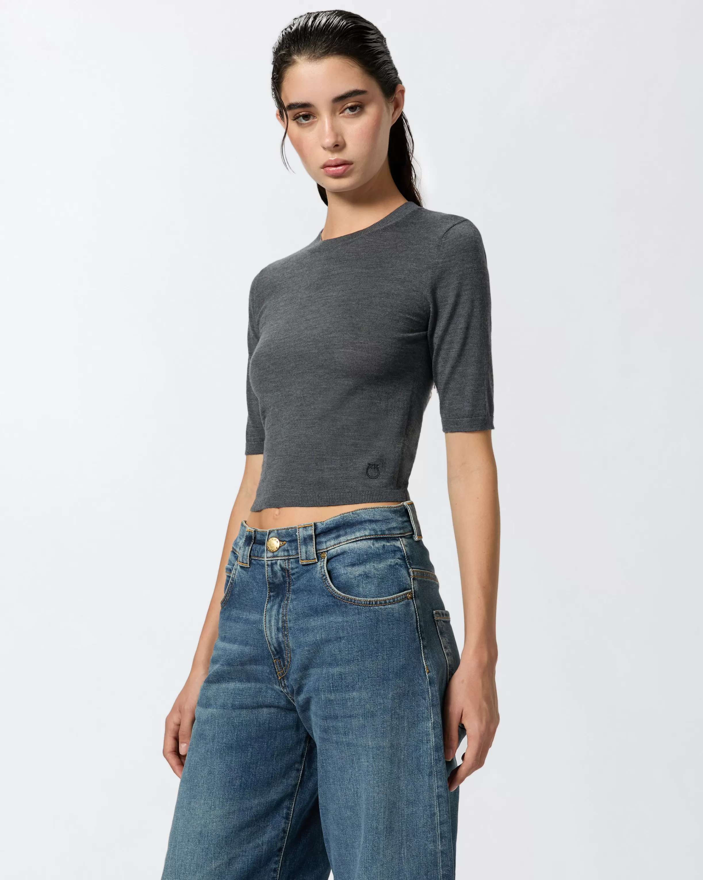 PINKO Short sweater in extra-fine wool