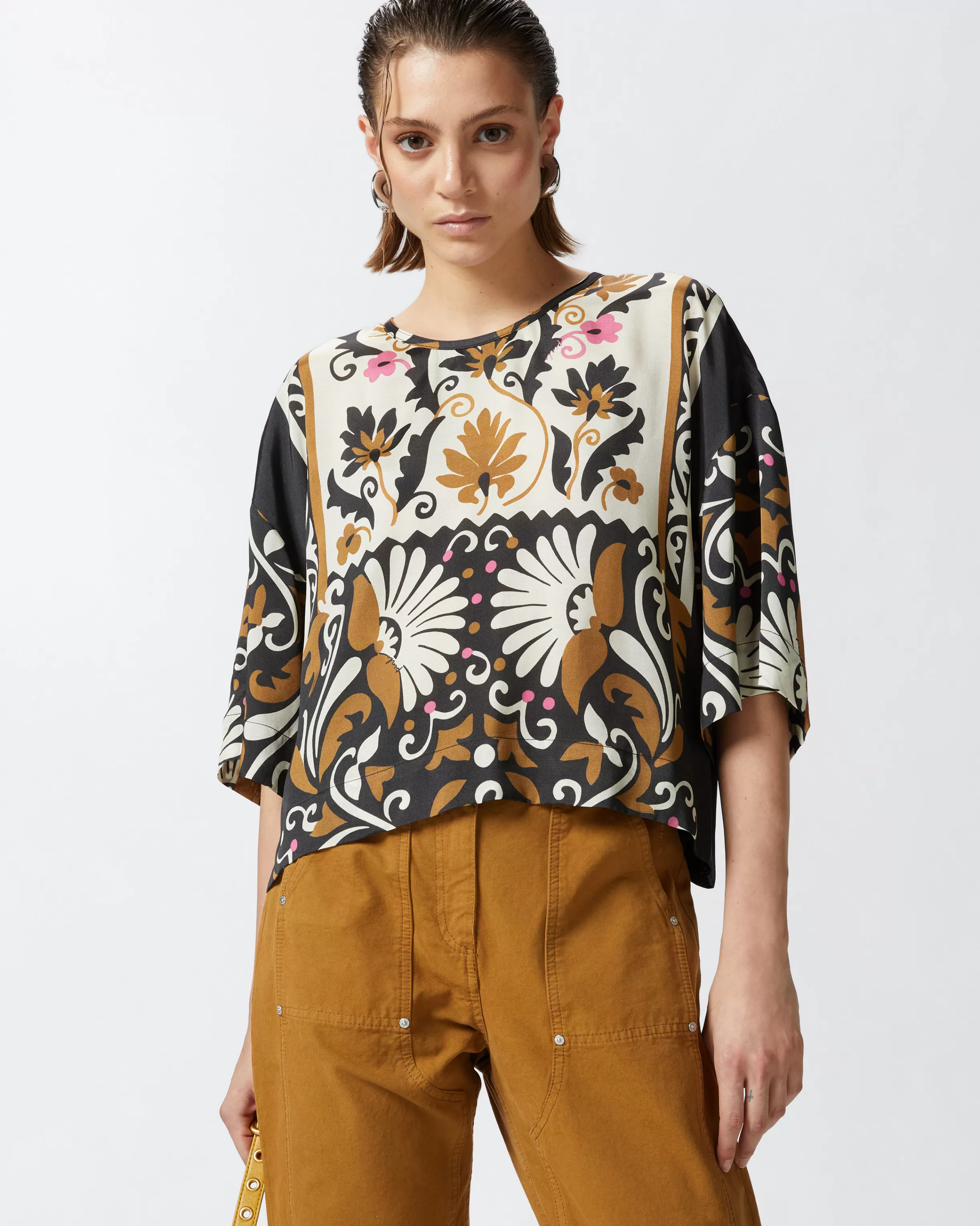 PINKO Short-sleeved blouse with floral print