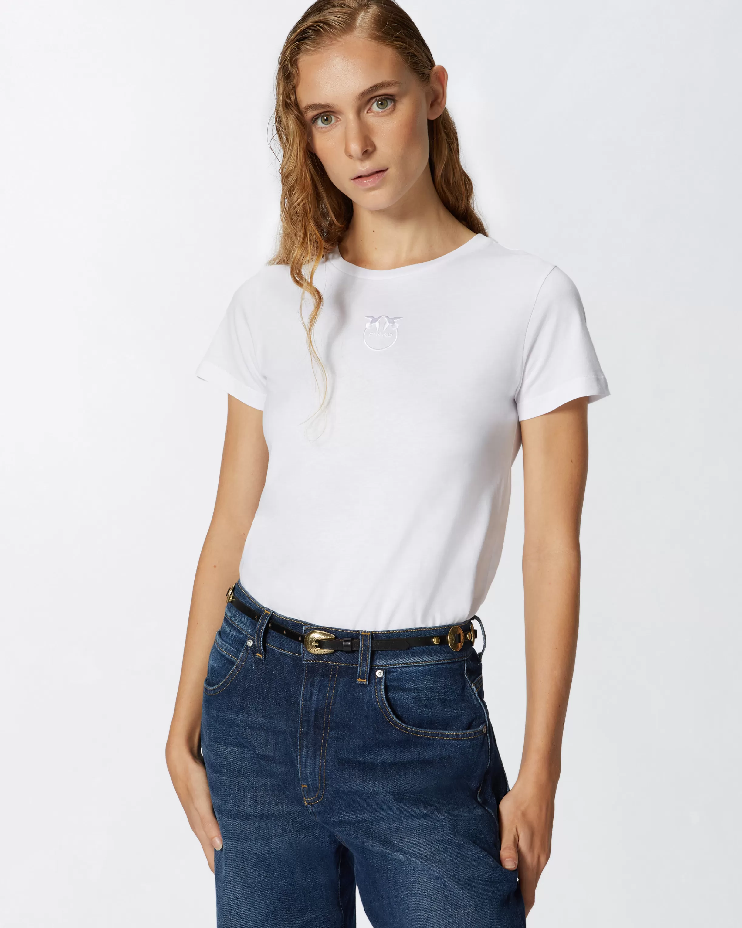 PINKO Short-sleeved T-shirt embroidered logo