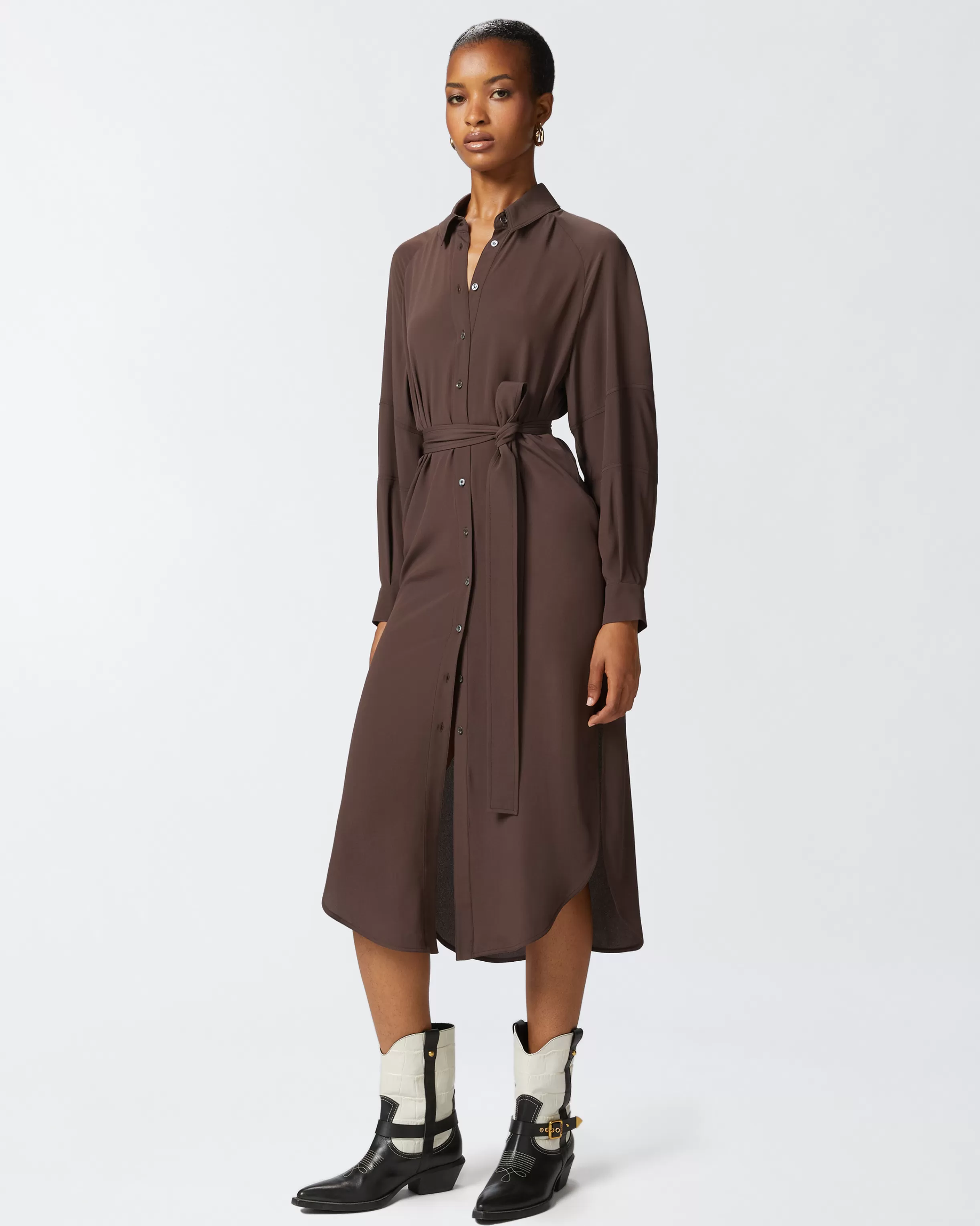 PINKO Silk-blend midi shirt dress