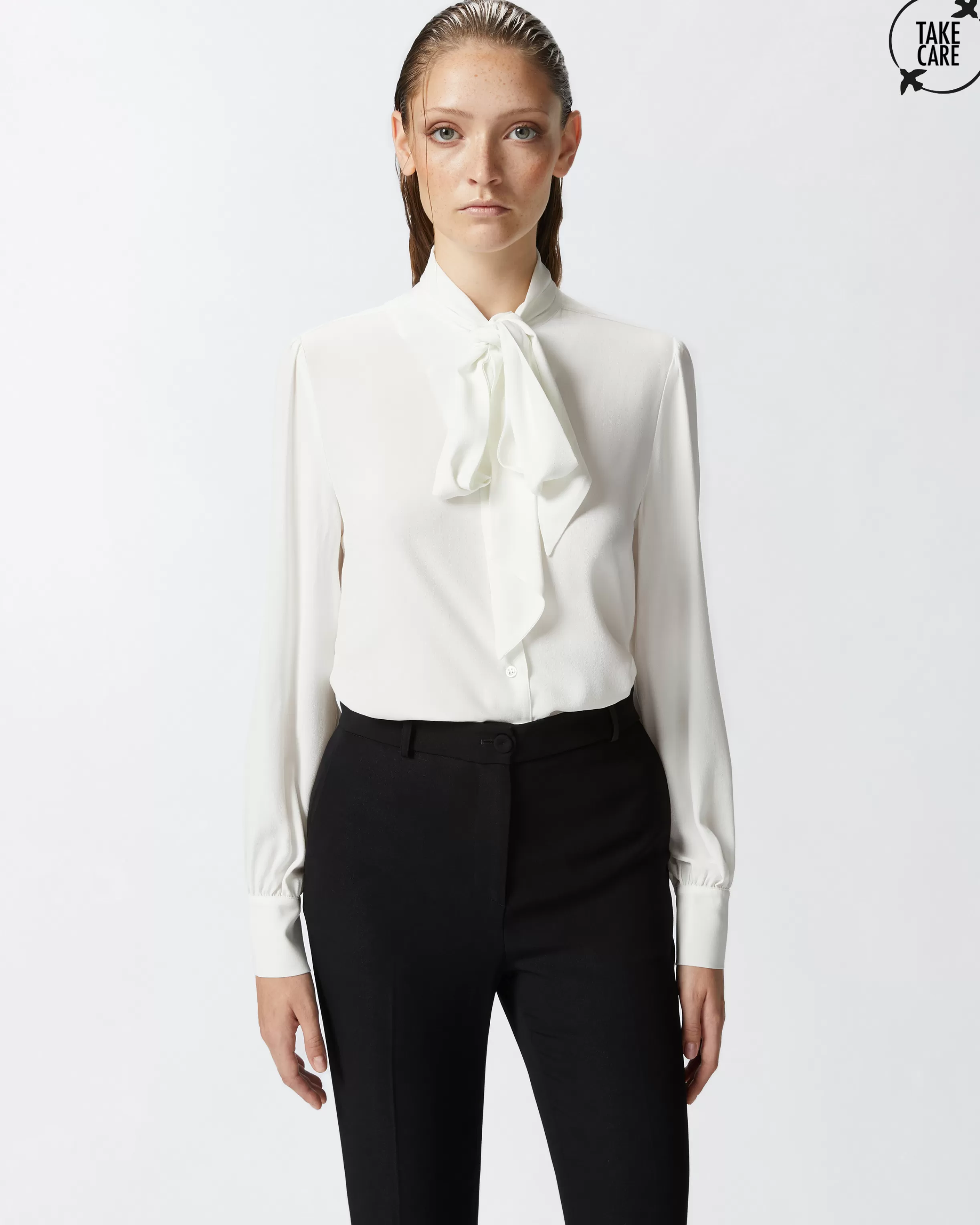 PINKO Silk-blend shirt with bow