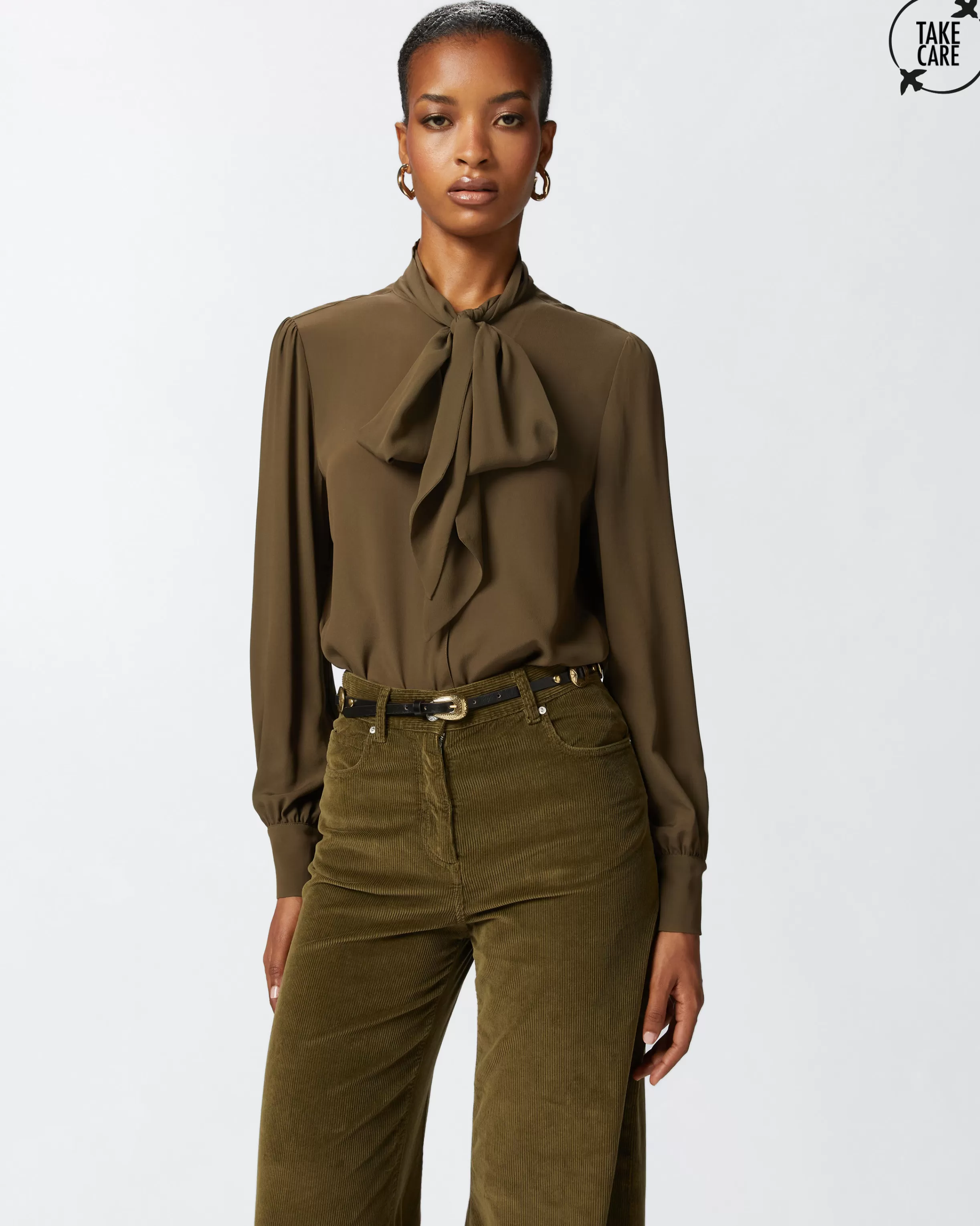 PINKO Silk-blend shirt with bow