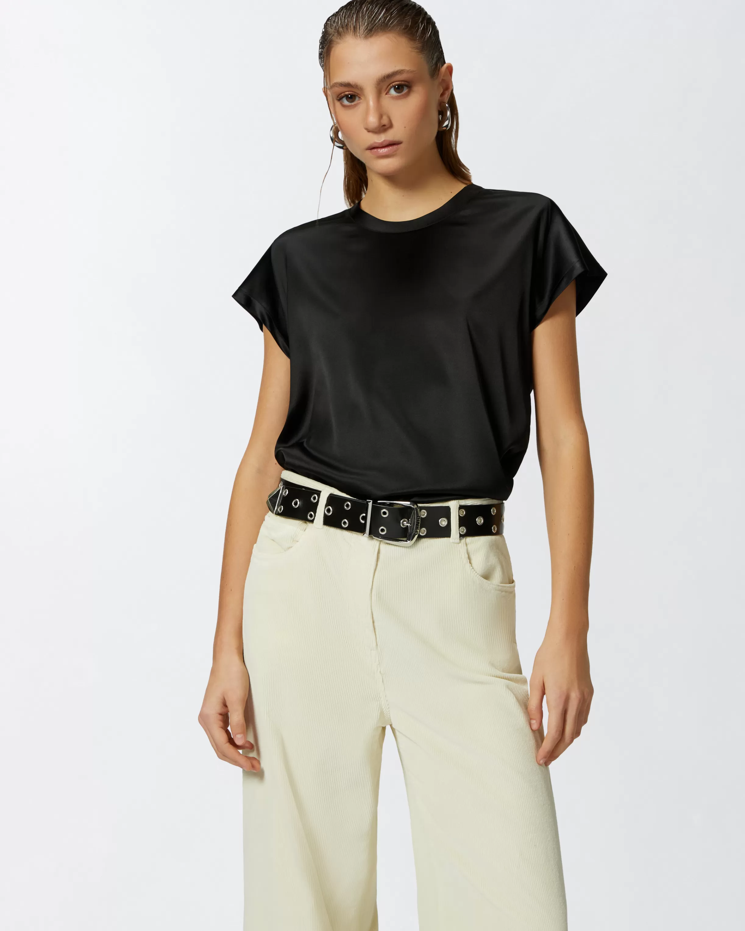 PINKO Silk-blend short-sleeved blouse