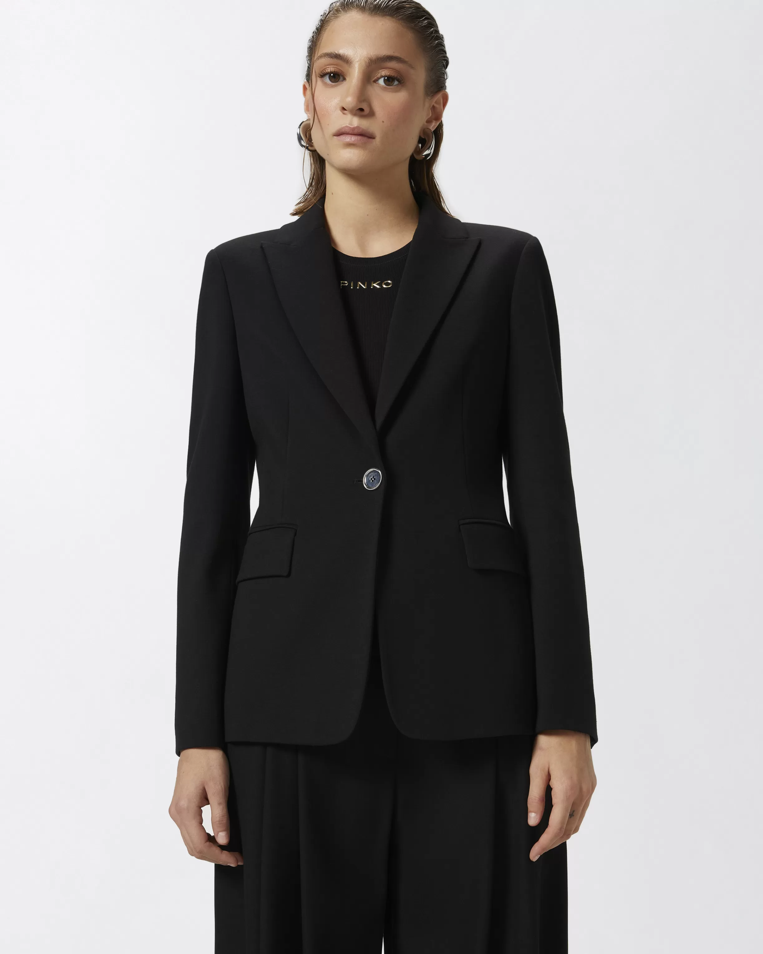 PINKO Single-breasted technical fabric blazer