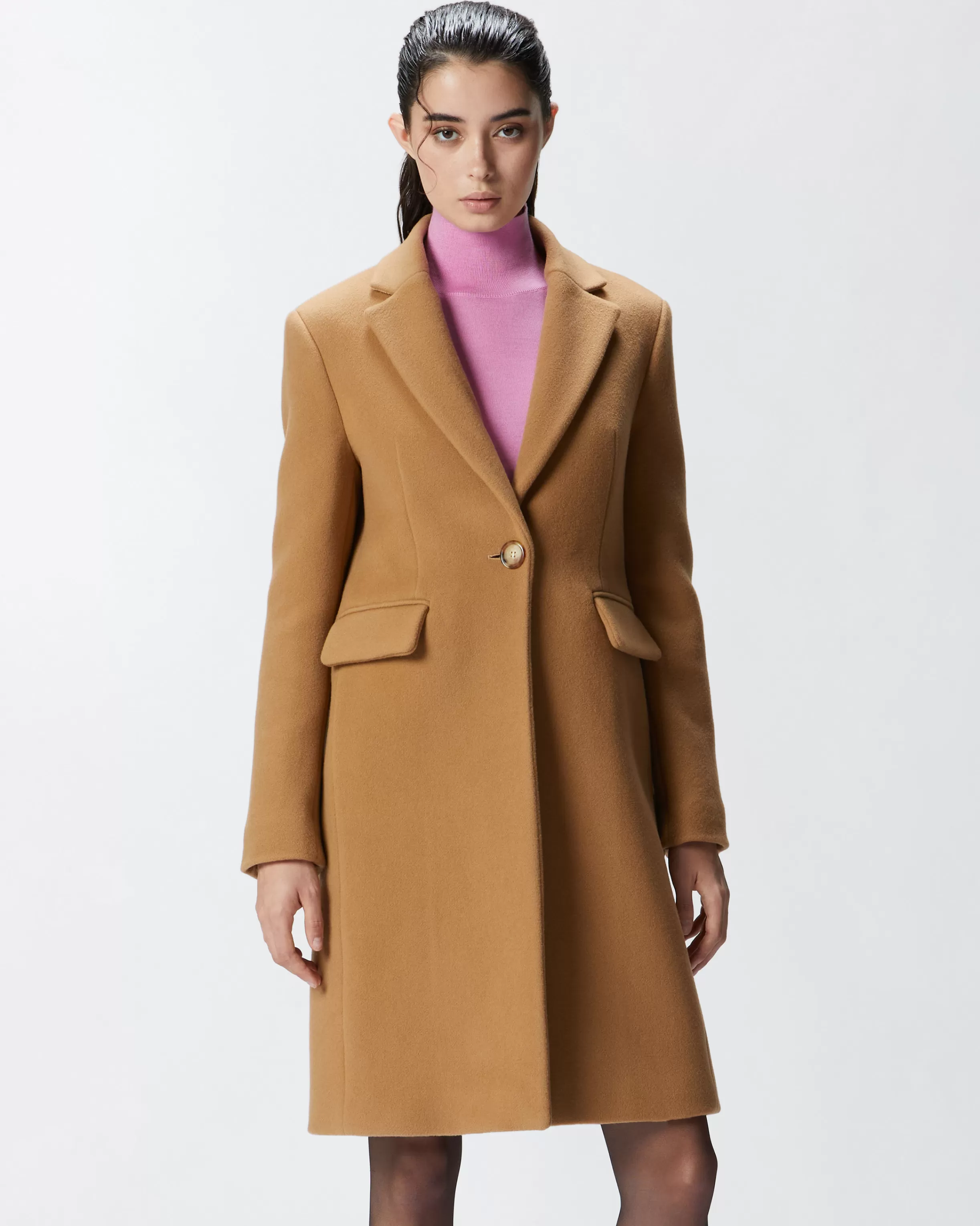 PINKO Single-breasted wool-blend cloth coat